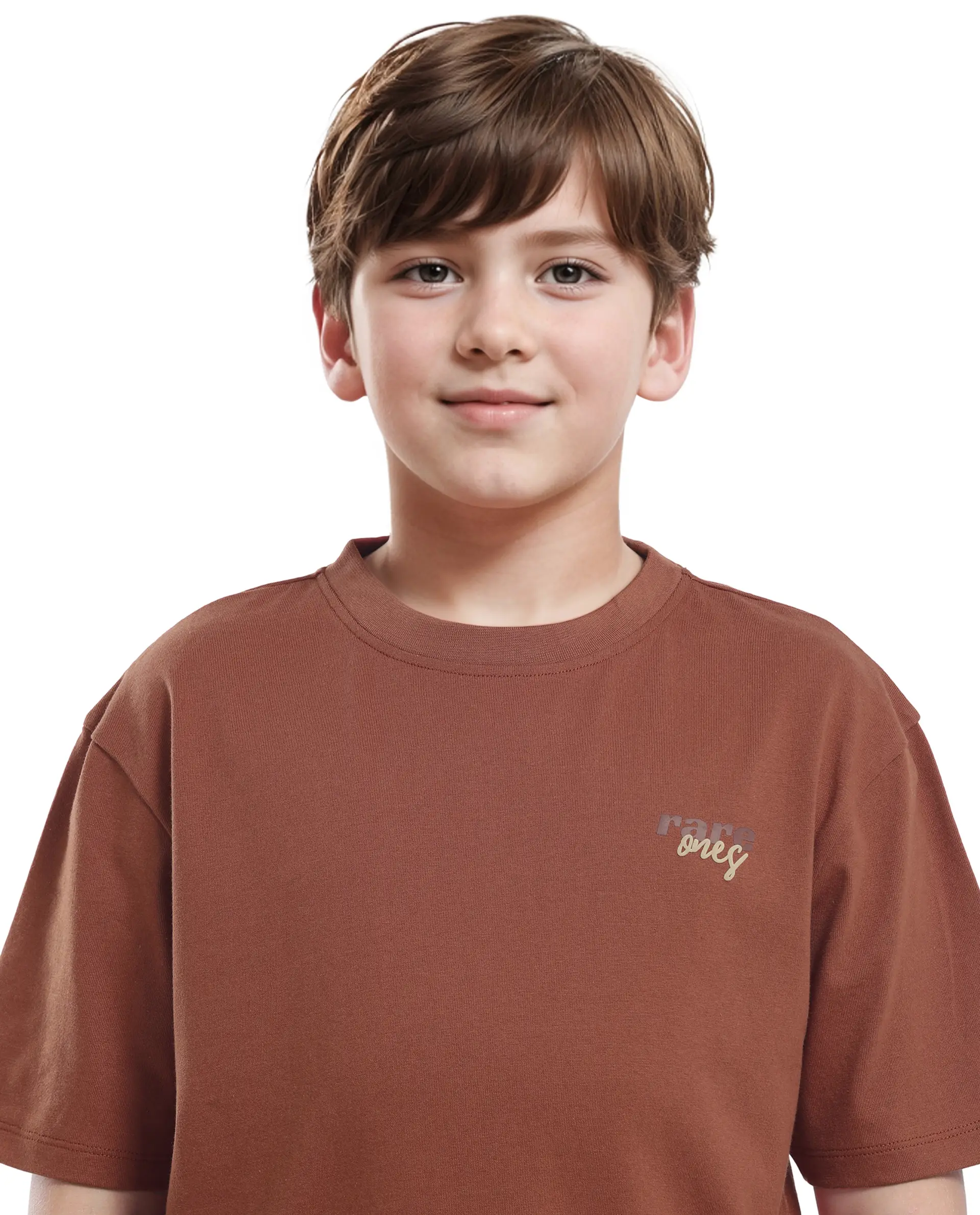 Rare Ones Kids Nolan Rust Cotton Printed Slip-On Oversized Fit T-Shirt - Image 5