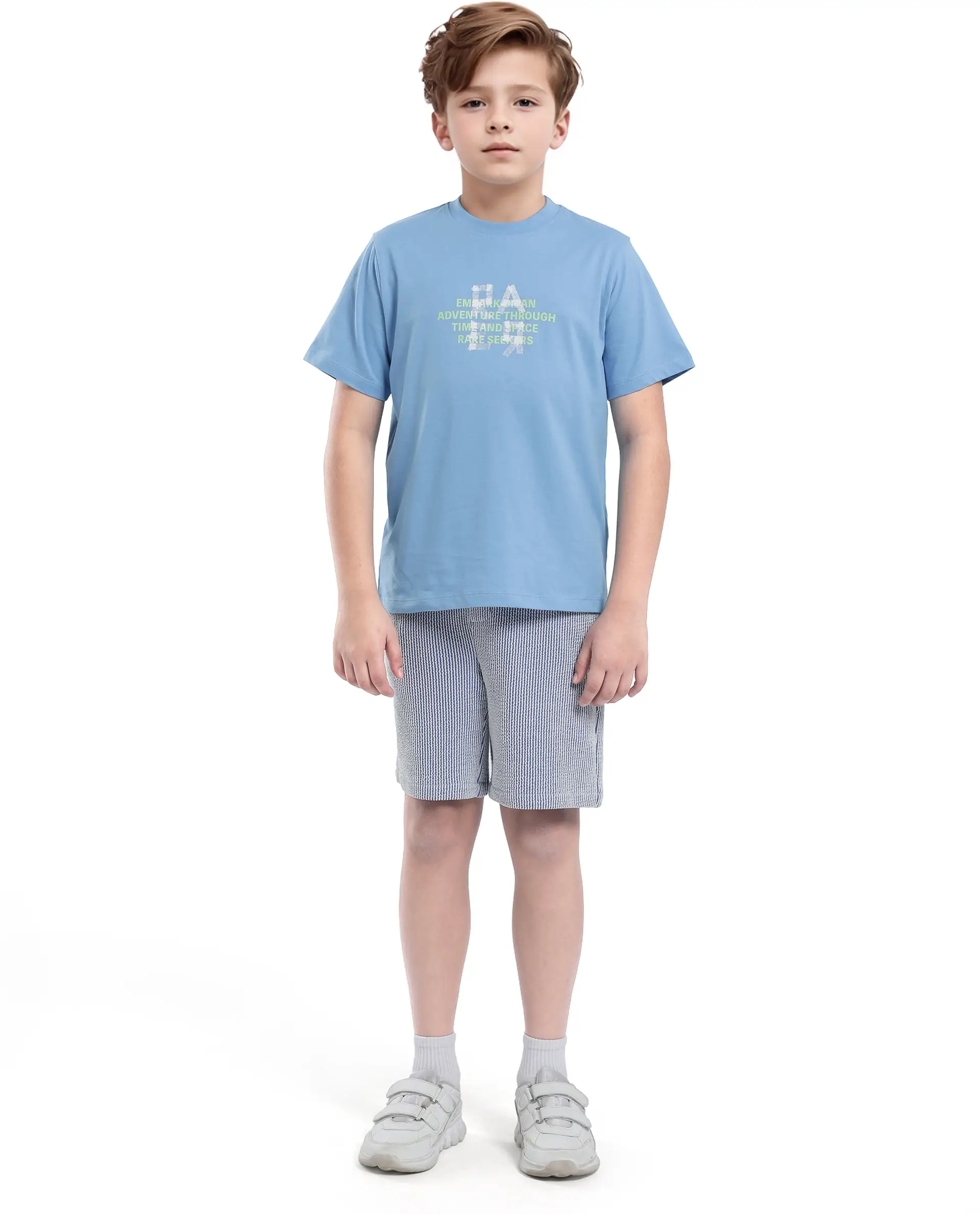 Rare Ones Kids Nova Blue Cotton Half Sleeve Solid Slip-On Closure Regular Fit T-Shirt - Image 2