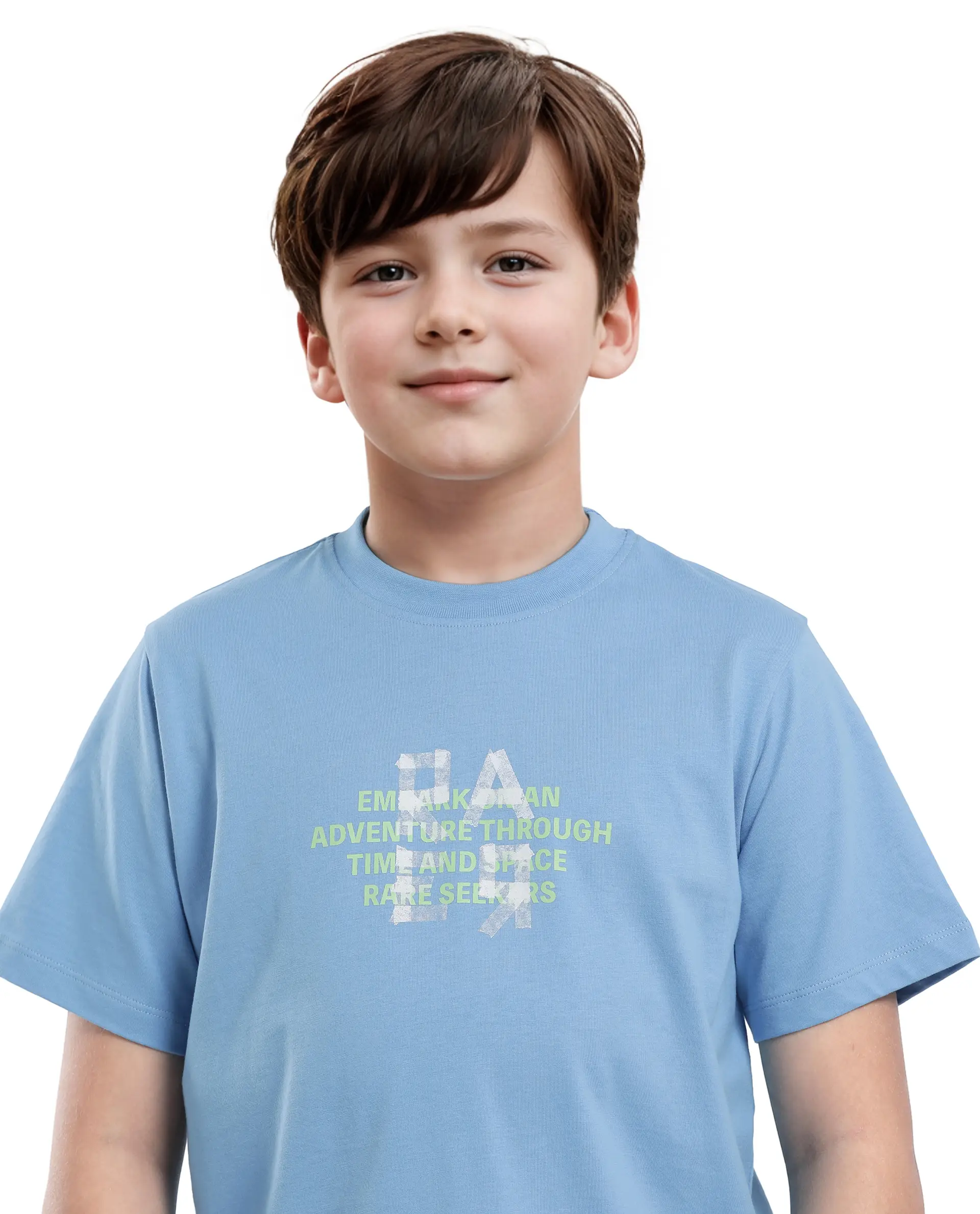 Rare Ones Kids Nova Blue Cotton Half Sleeve Solid Slip-On Closure Regular Fit T-Shirt - Image 3