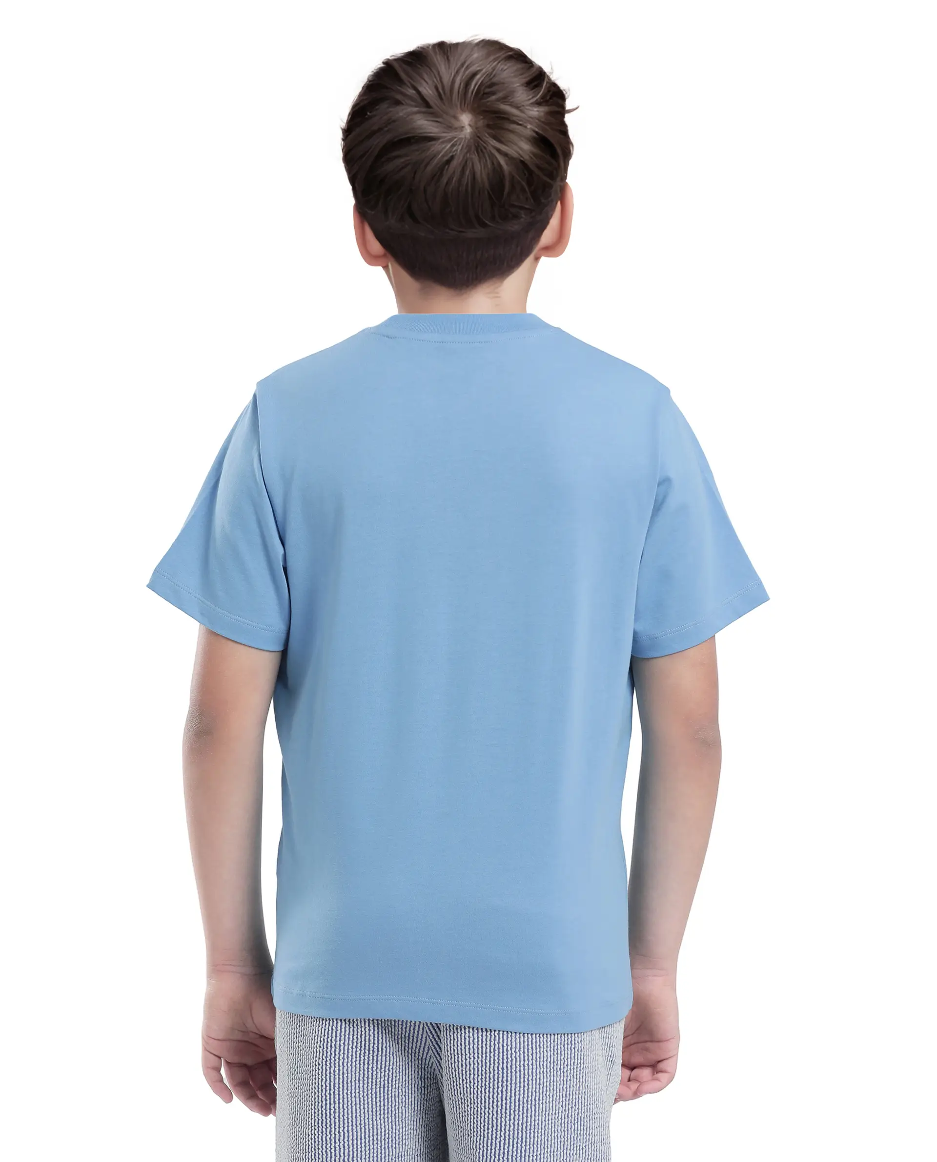 Rare Ones Kids Nova Blue Cotton Half Sleeve Solid Slip-On Closure Regular Fit T-Shirt - Image 8