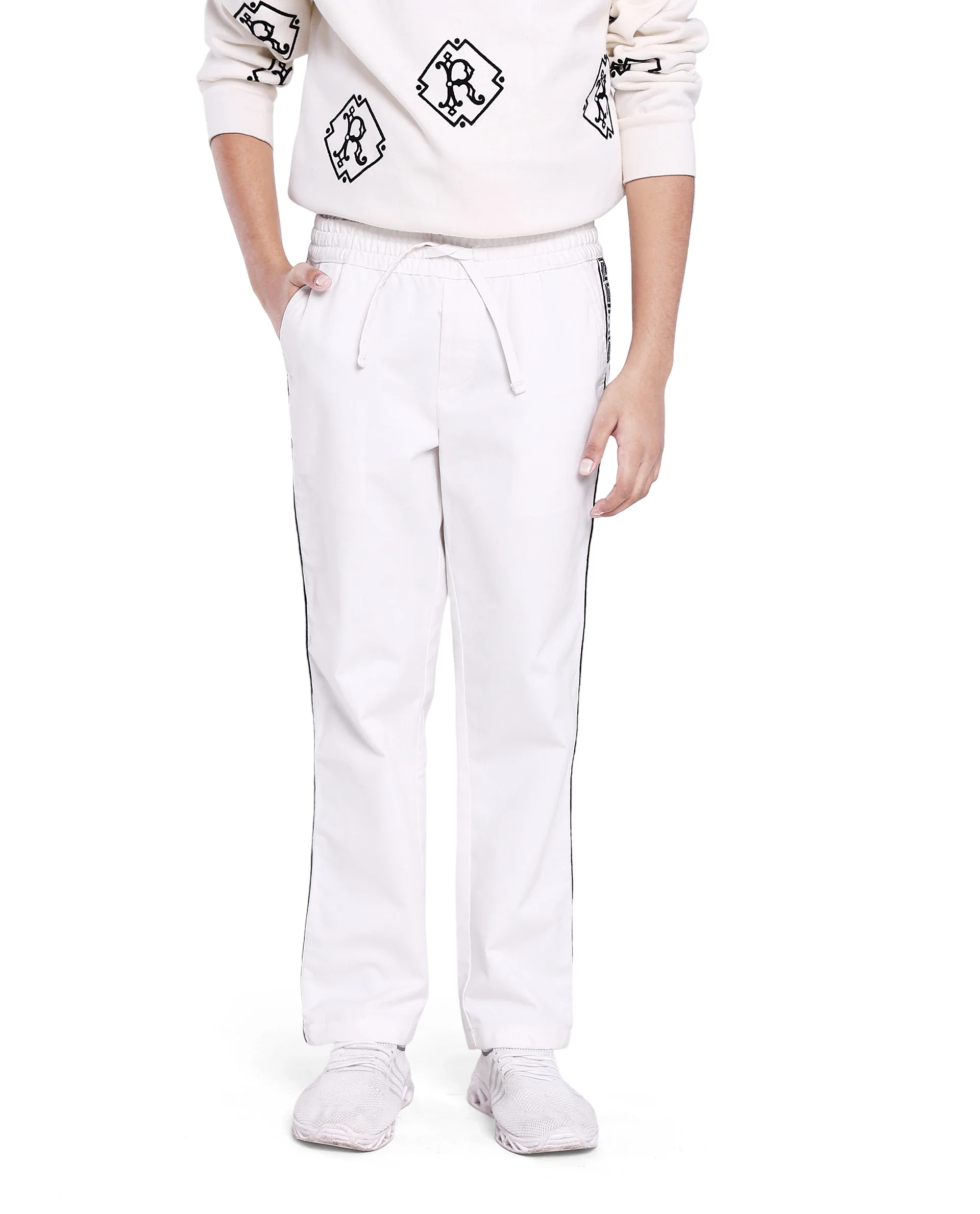 Rare Ones Kids Novi White Cotton Solid Trouser - Image 3