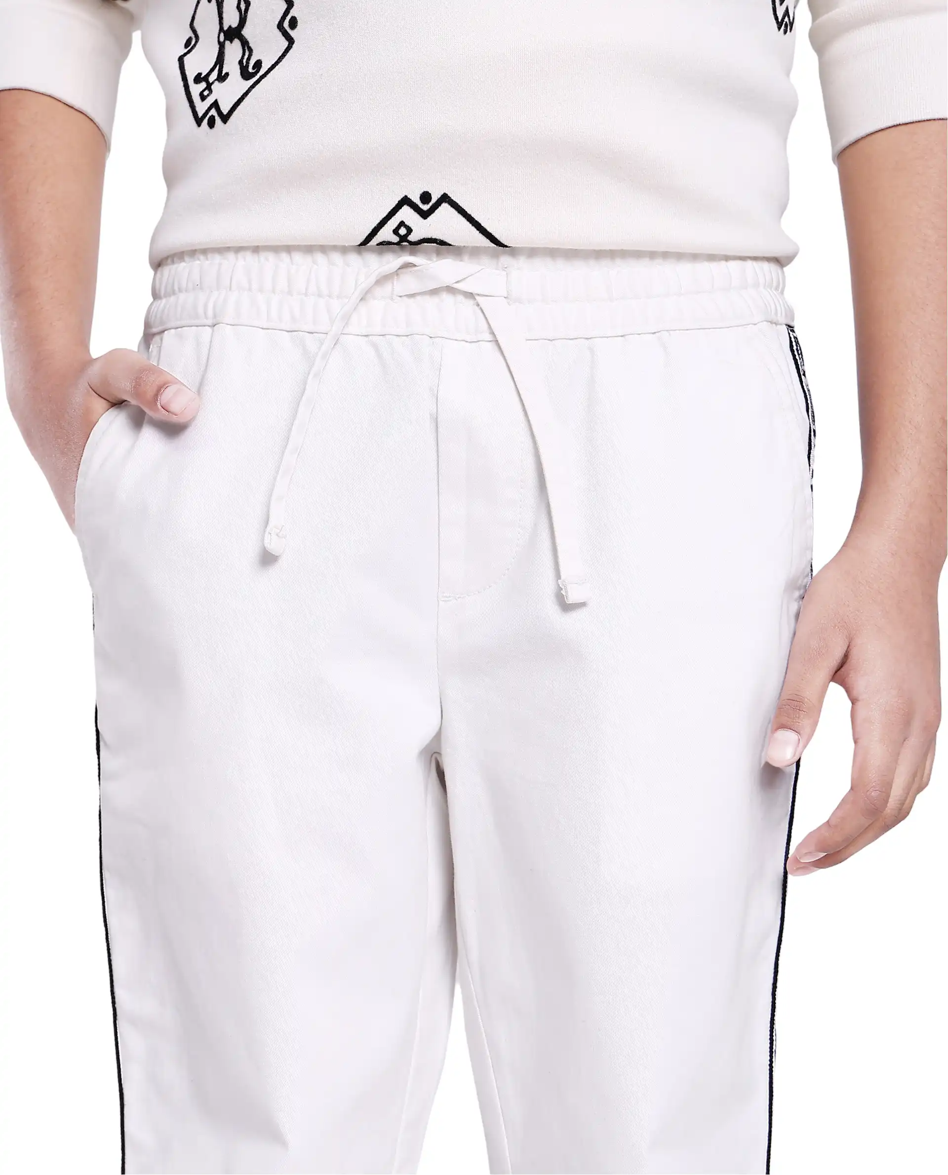 Rare Ones Kids Novi White Cotton Solid Trouser - Image 4