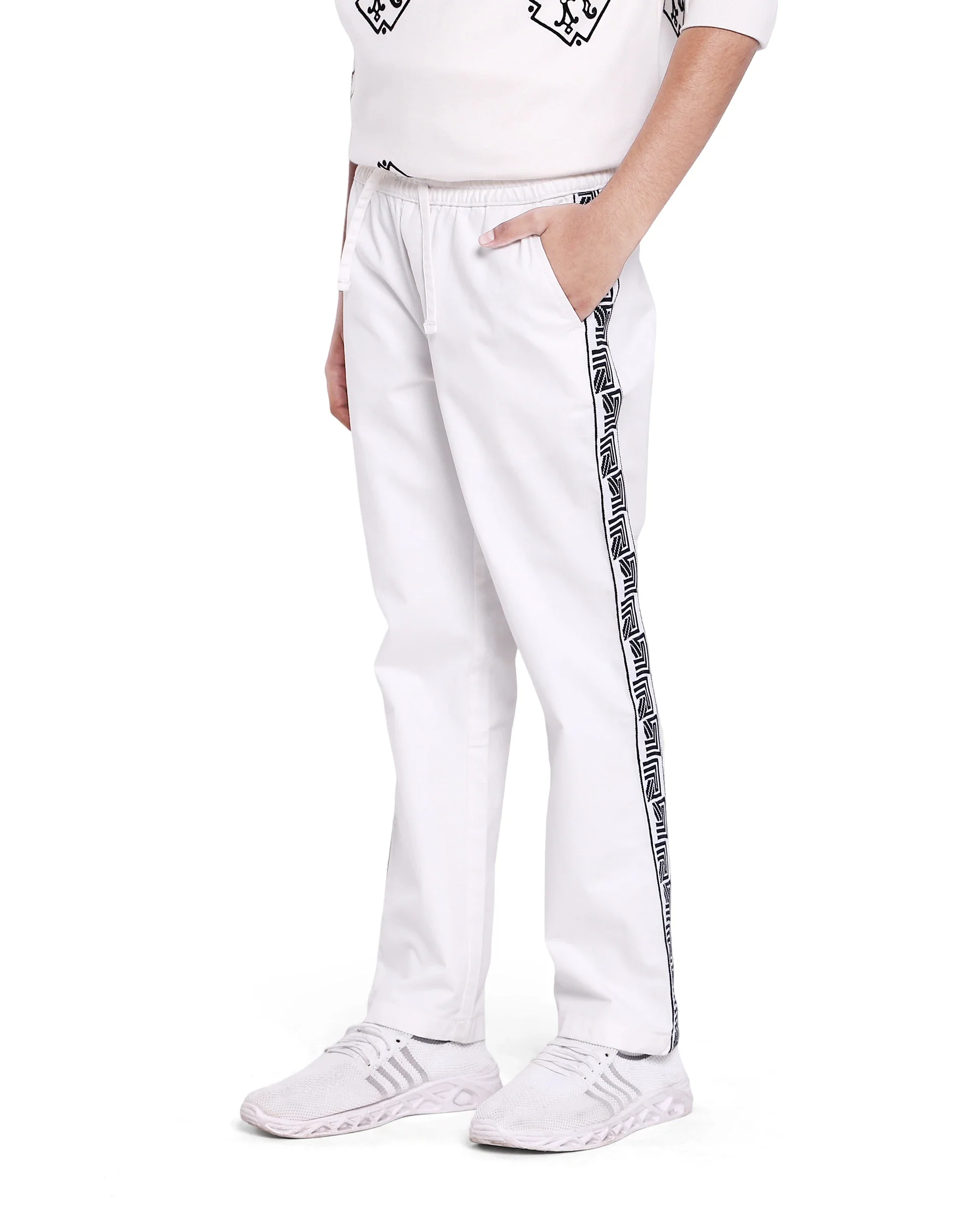 Rare Ones Kids Novi White Cotton Solid Trouser - Image 5