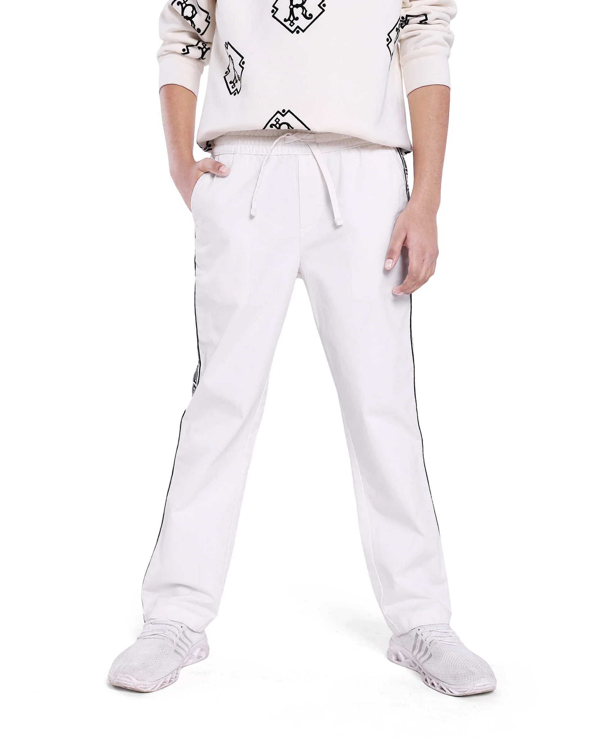 Rare Ones Kids Novi White Cotton Solid Trouser - Image 7