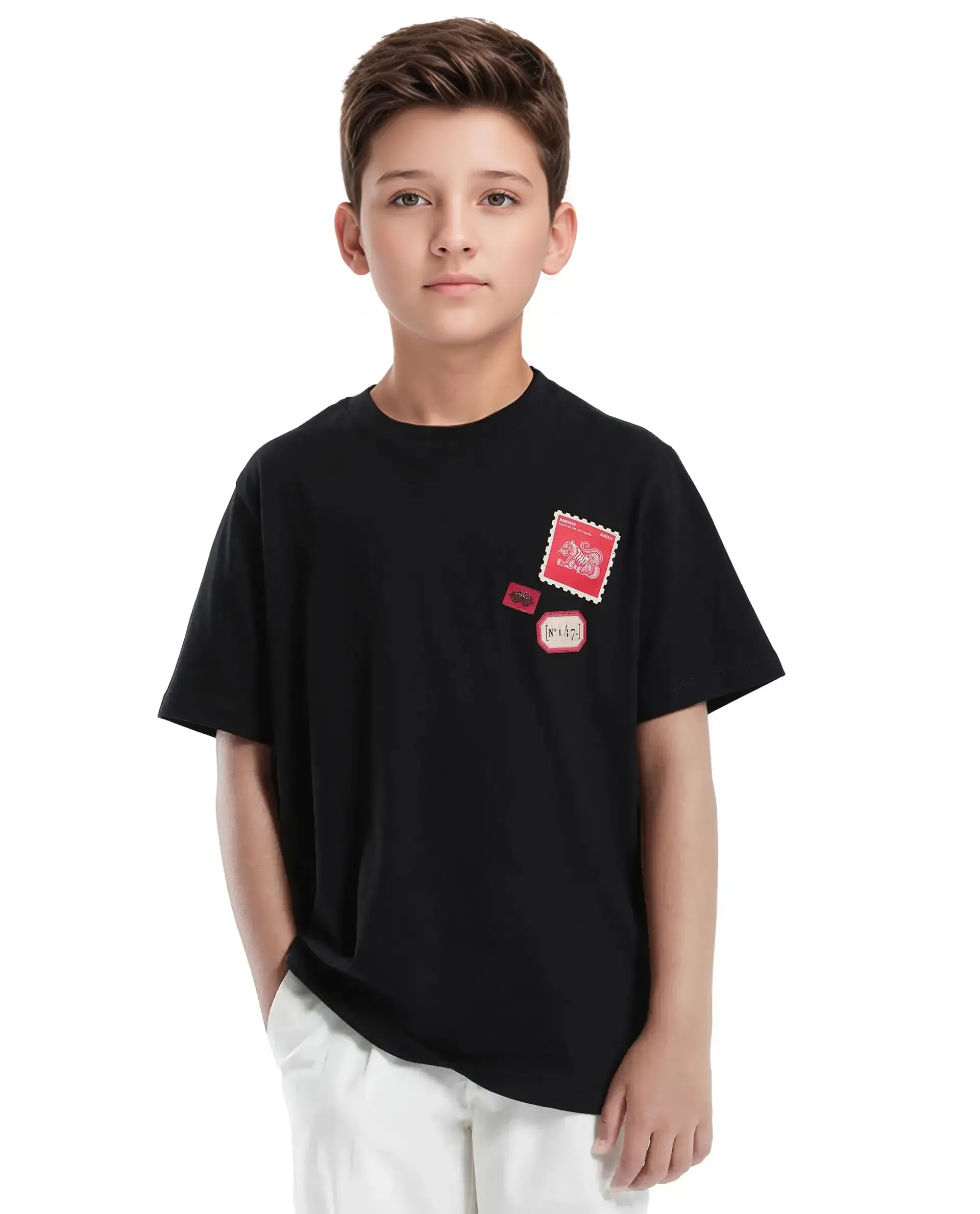 Rare Ones Kids Orbo Black Cotton Blend Half Sleeve Printed Regular Fit T-Shirt - Image 3
