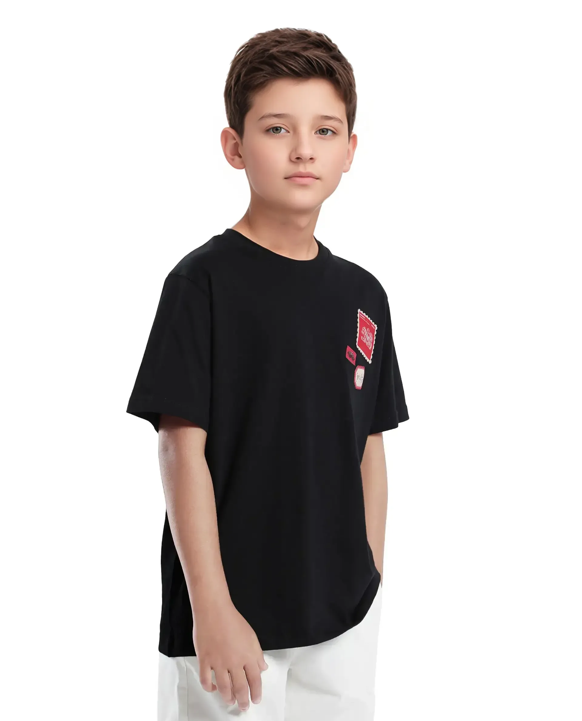 Rare Ones Kids Orbo Black Cotton Blend Half Sleeve Printed Regular Fit T-Shirt - Image 4