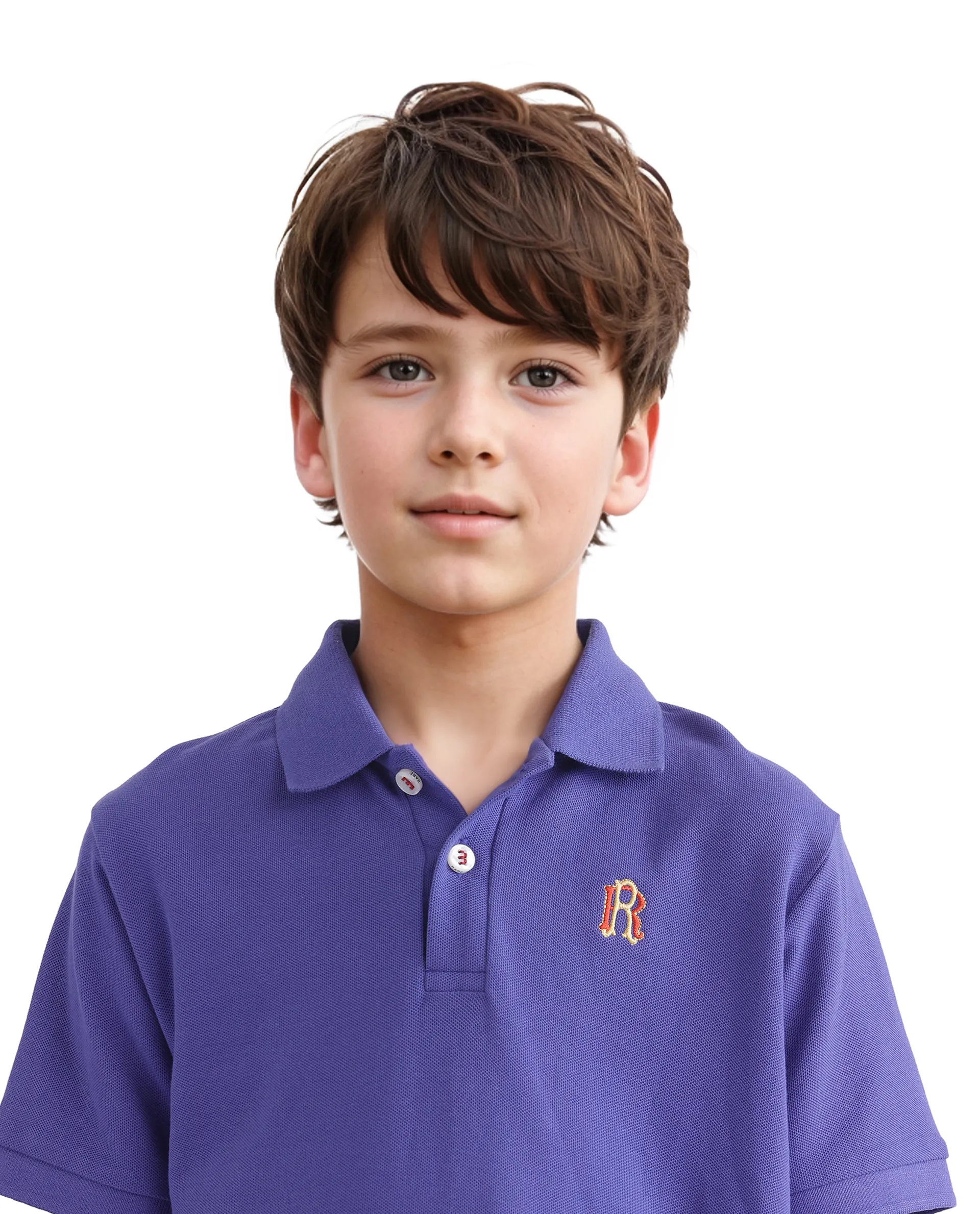 Rare Ones Kids Orik Purple Cotton Short Sleeve Embroidered Regular Fit Polo - Image 4