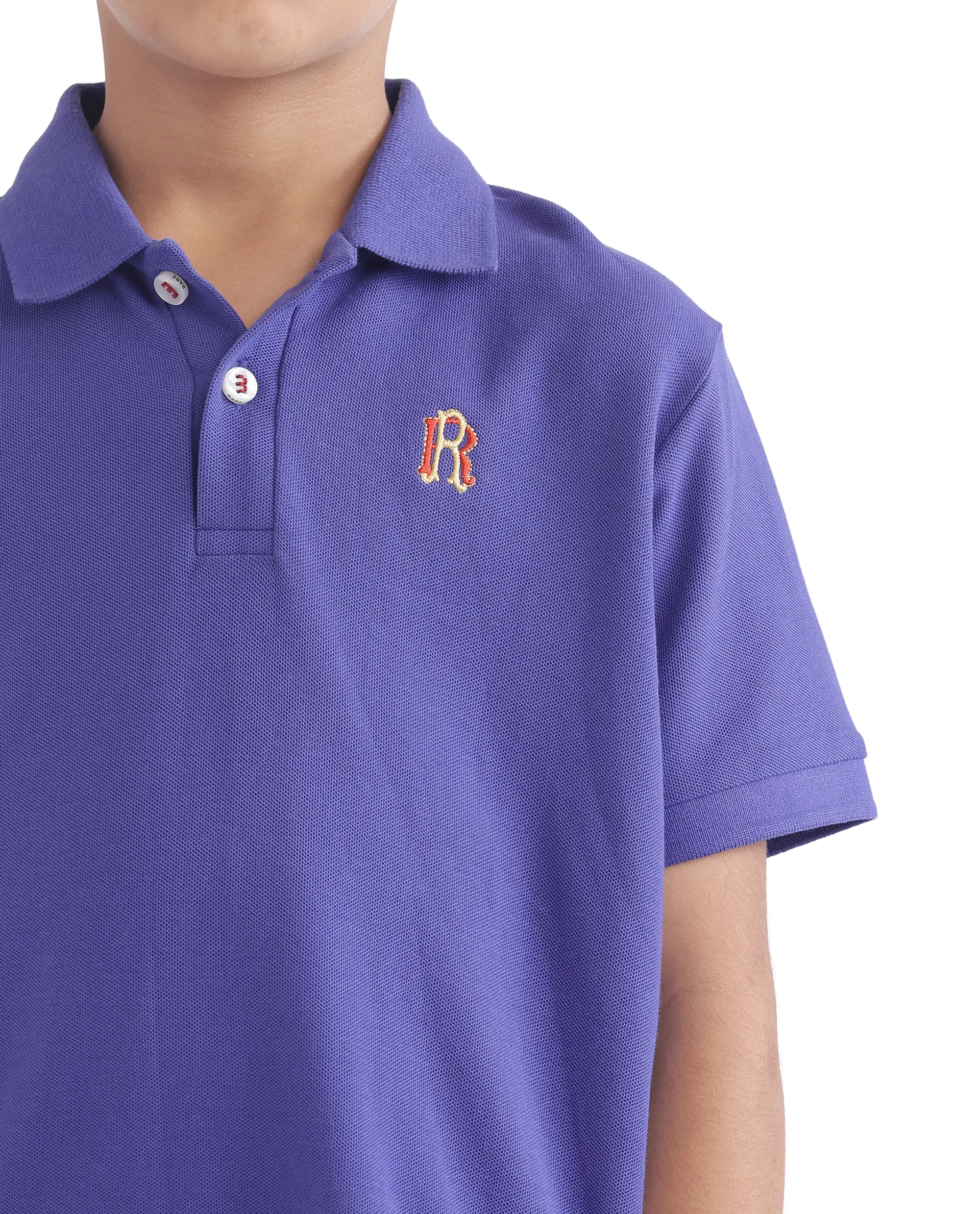 Rare Ones Kids Orik Purple Cotton Short Sleeve Embroidered Regular Fit Polo - Image 5