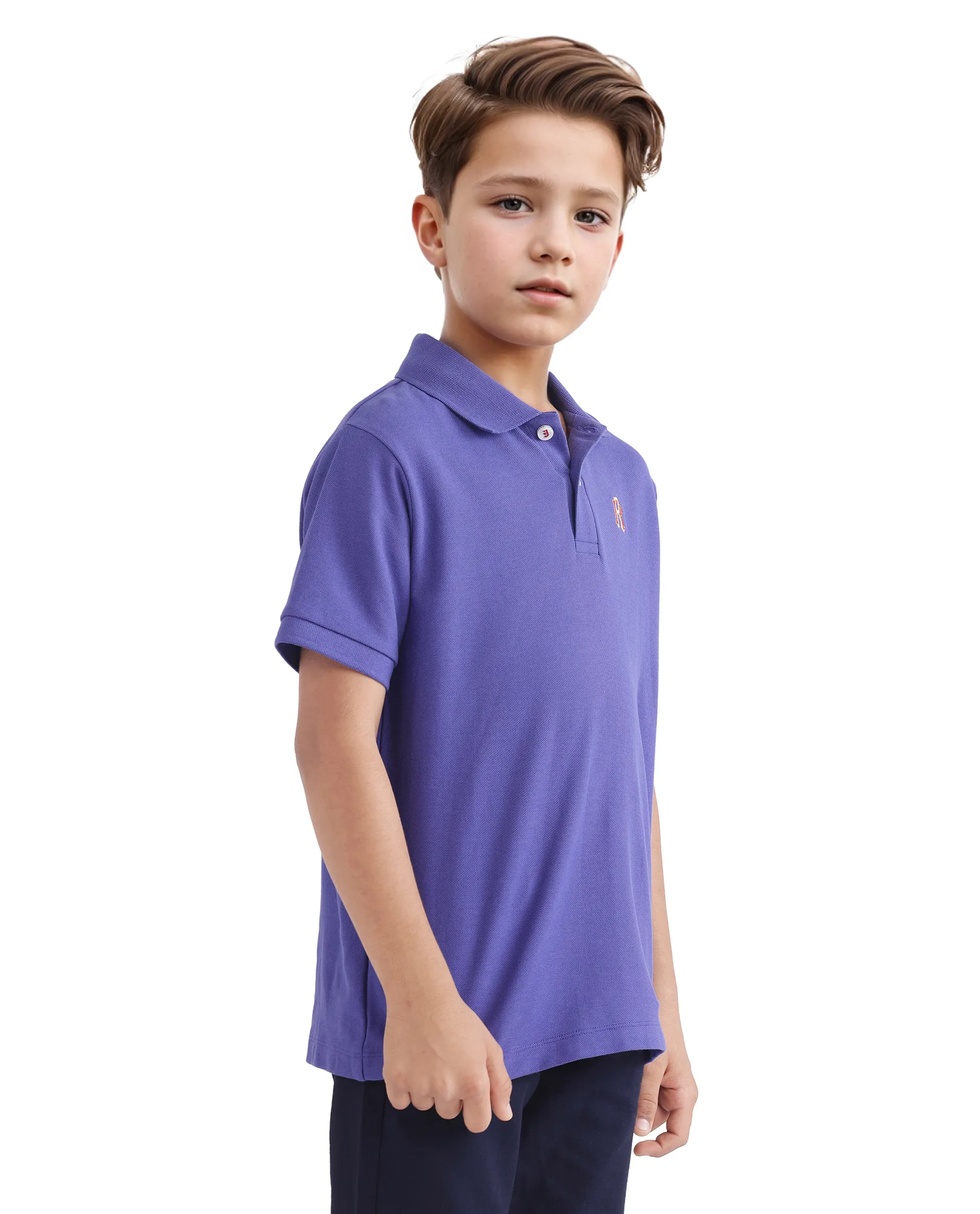 Rare Ones Kids Orik Purple Cotton Short Sleeve Embroidered Regular Fit Polo - Image 8