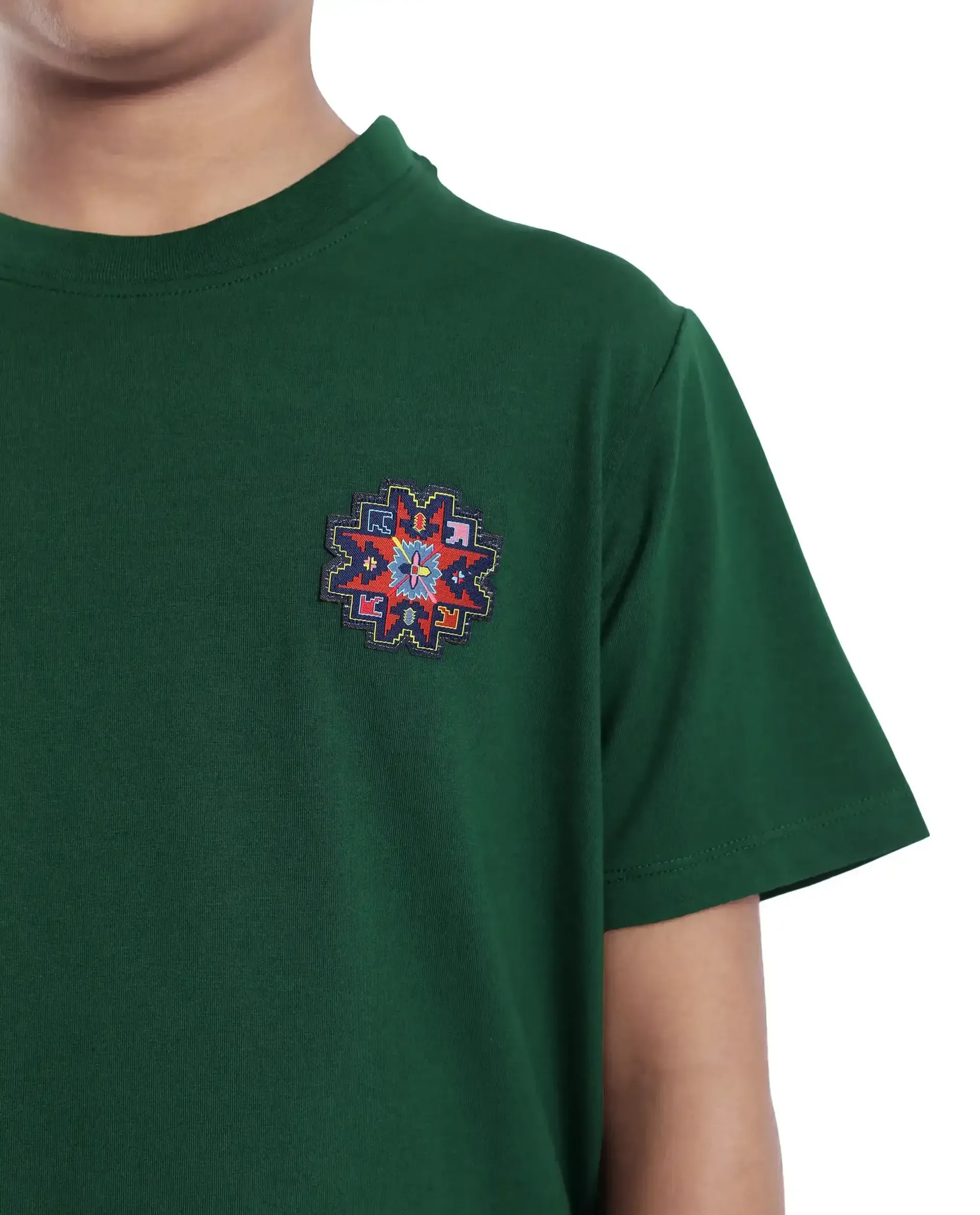 Rare Ones Kids Orio Dark Green Cotton Blend Half Sleeve Printed Regular Fit T-Shirt - Image 5