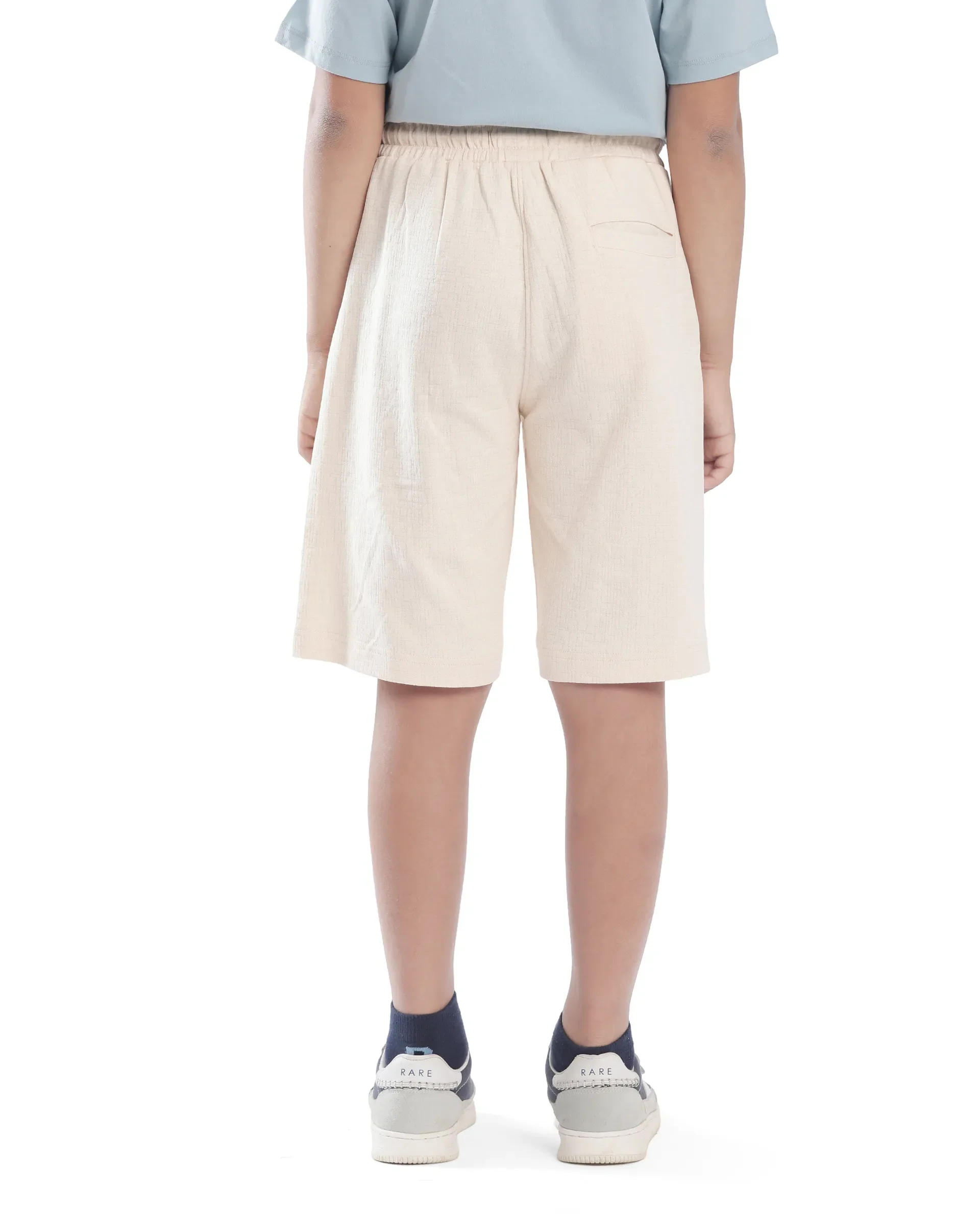 Rare Ones Kids Oryn Beige Cotton Blend Drawstring Solid Regular Fit Shorts - Image 10