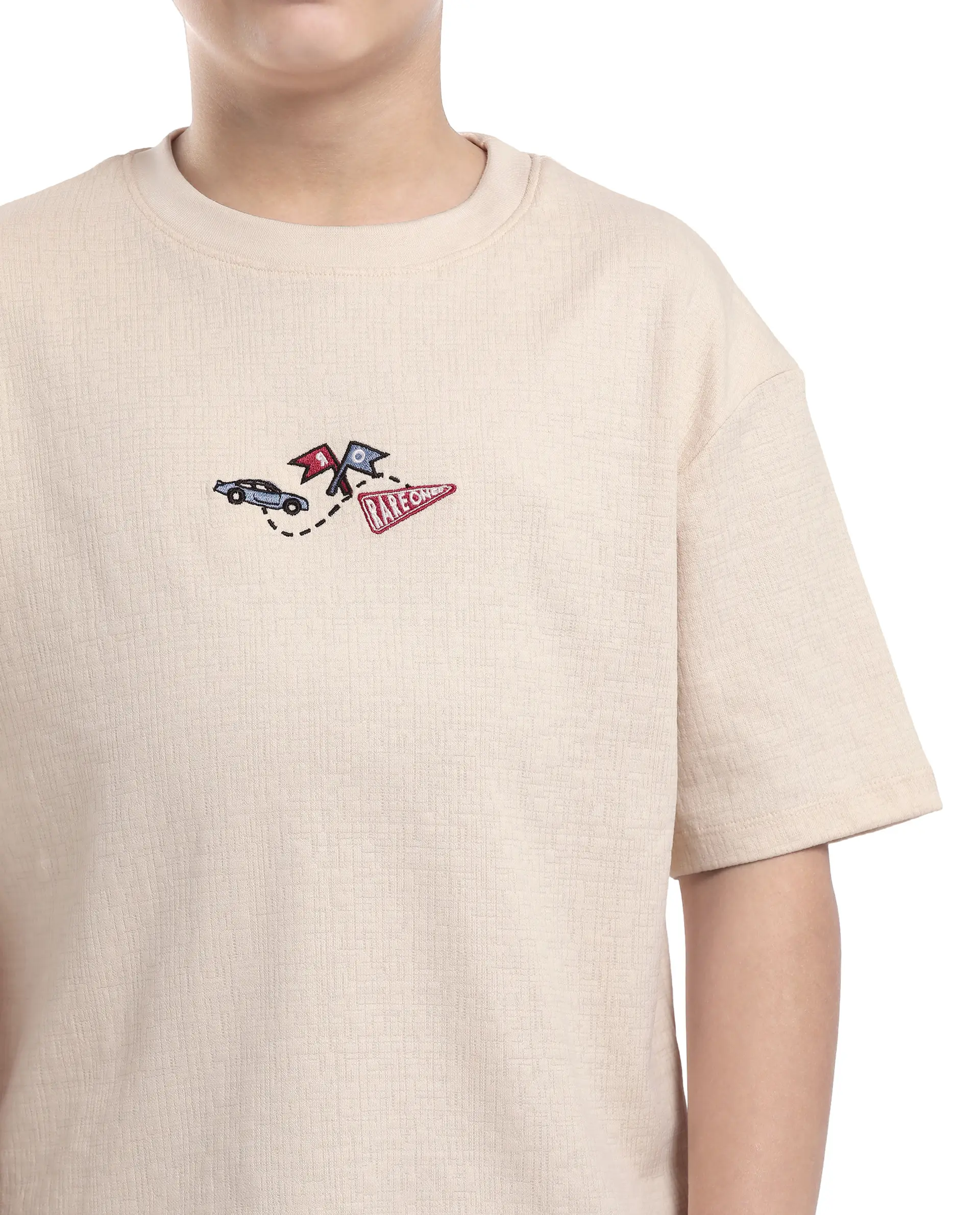 Rare Ones Kids Oryn-T Beige Cotton Blend Half Sleeve Slip-On Printed Regular Fit T-Shirt - Image 4