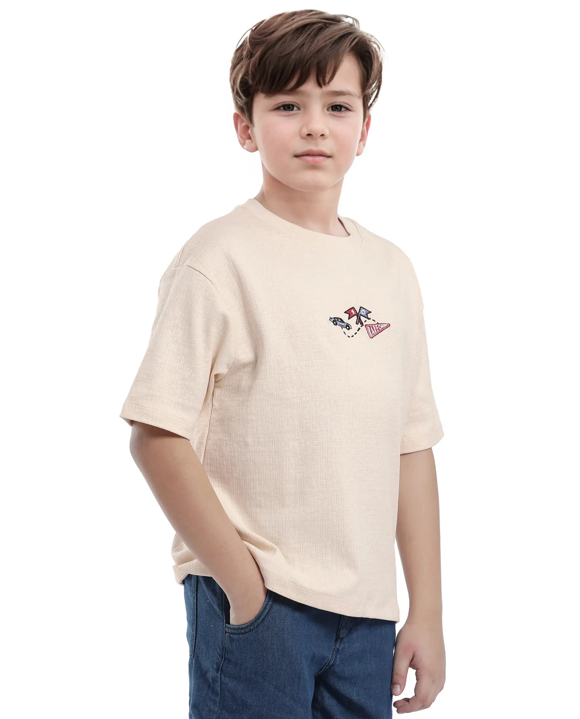 Rare Ones Kids Oryn-T Beige Cotton Blend Half Sleeve Slip-On Printed Regular Fit T-Shirt - Image 7