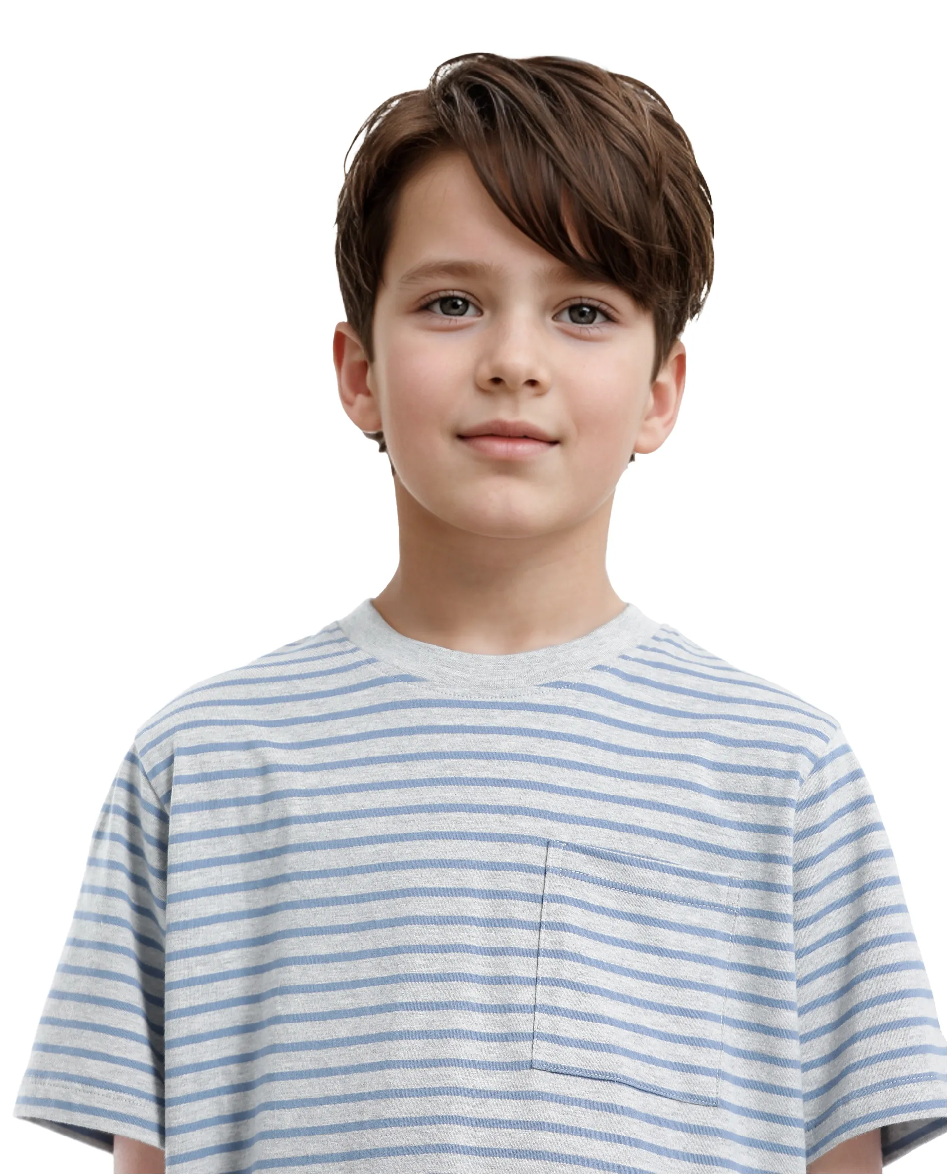 Rare Ones Kids Oto-4 Maroon,Dusky Blue Cotton Half Sleeve Striped Slip-On Closure Regular Fit T-Shirt (Pack Of 2) - Image 11