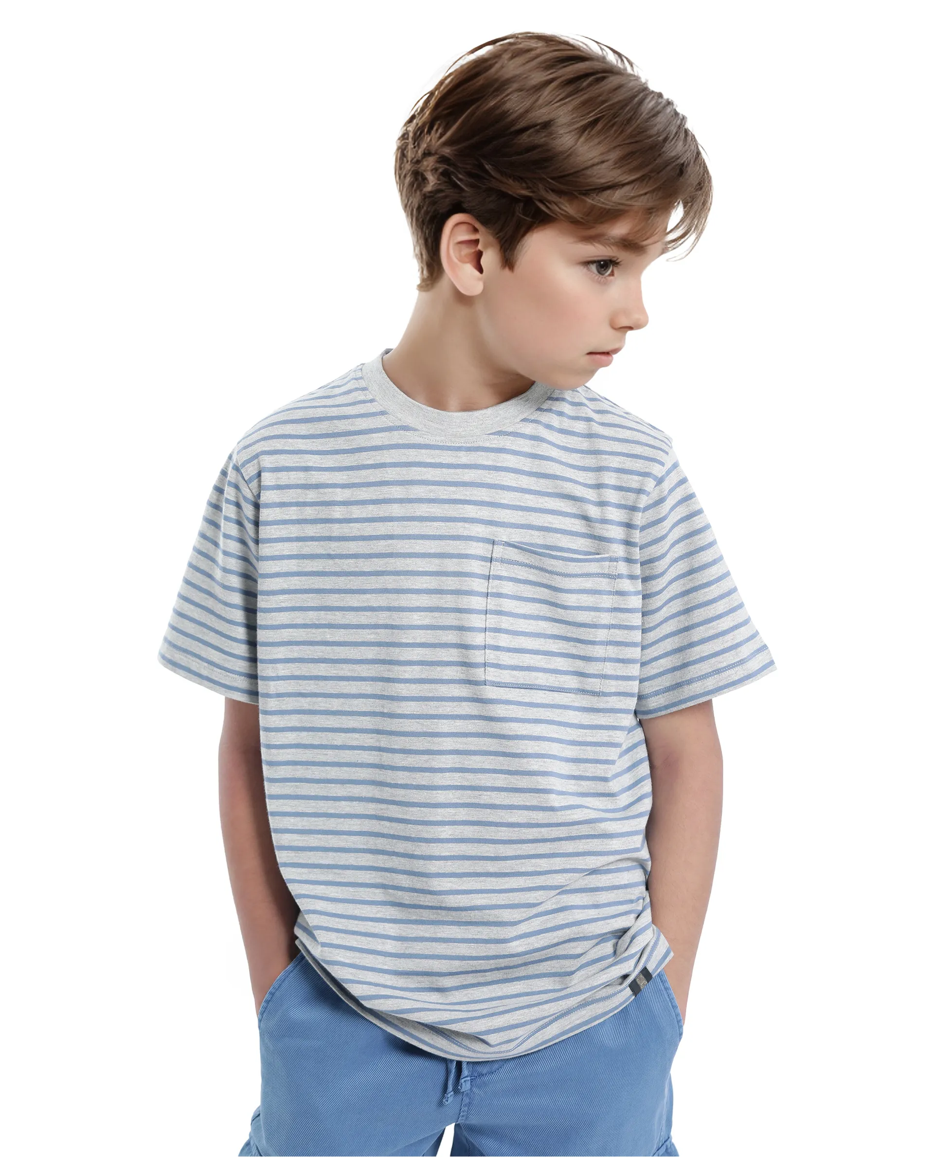 Rare Ones Kids Oto-4 Maroon,Dusky Blue Cotton Half Sleeve Striped Slip-On Closure Regular Fit T-Shirt (Pack Of 2) - Image 13
