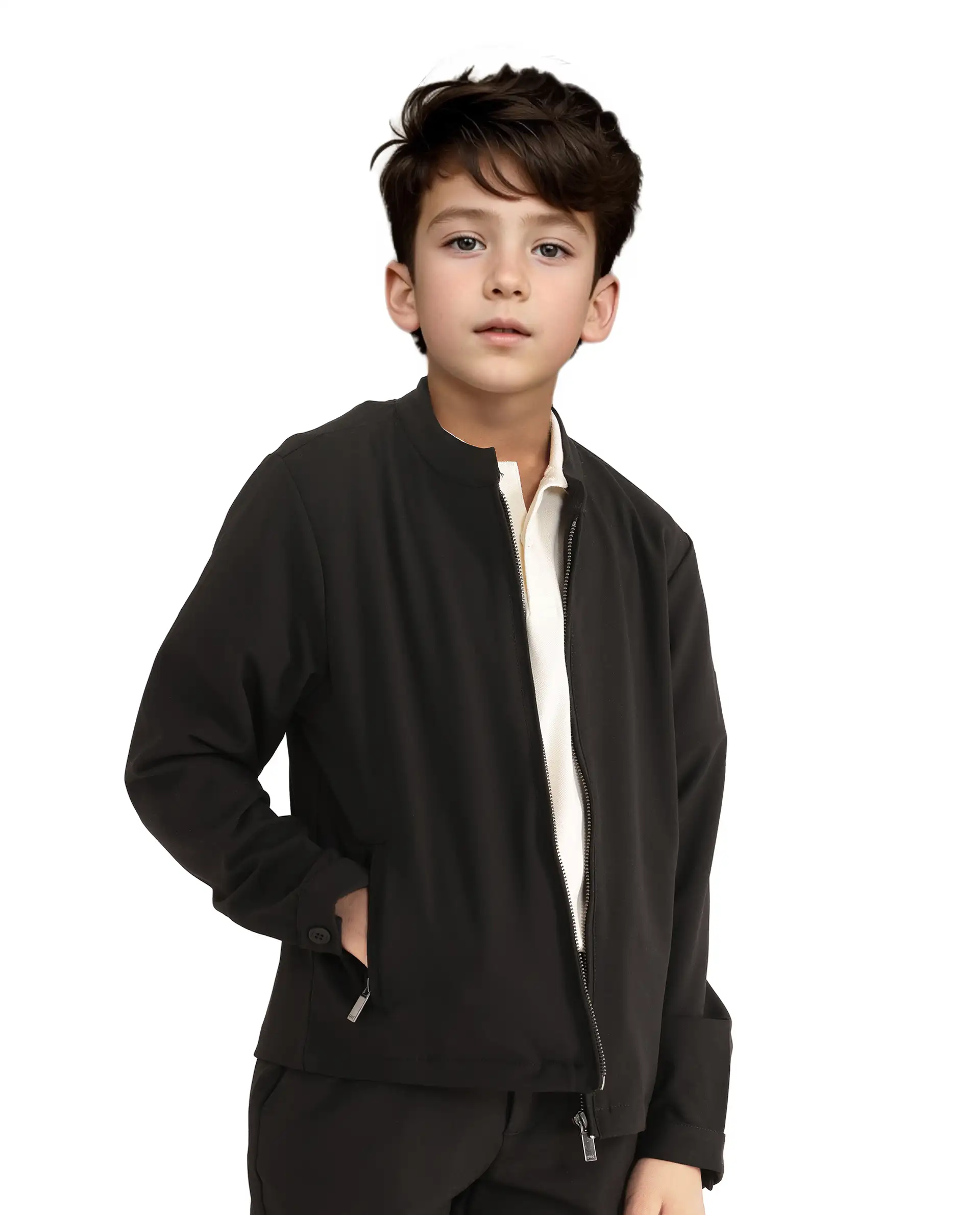 Rare Ones Kids Ozack Black Cotton Zipper Full Sleeve Jacket - Image 10