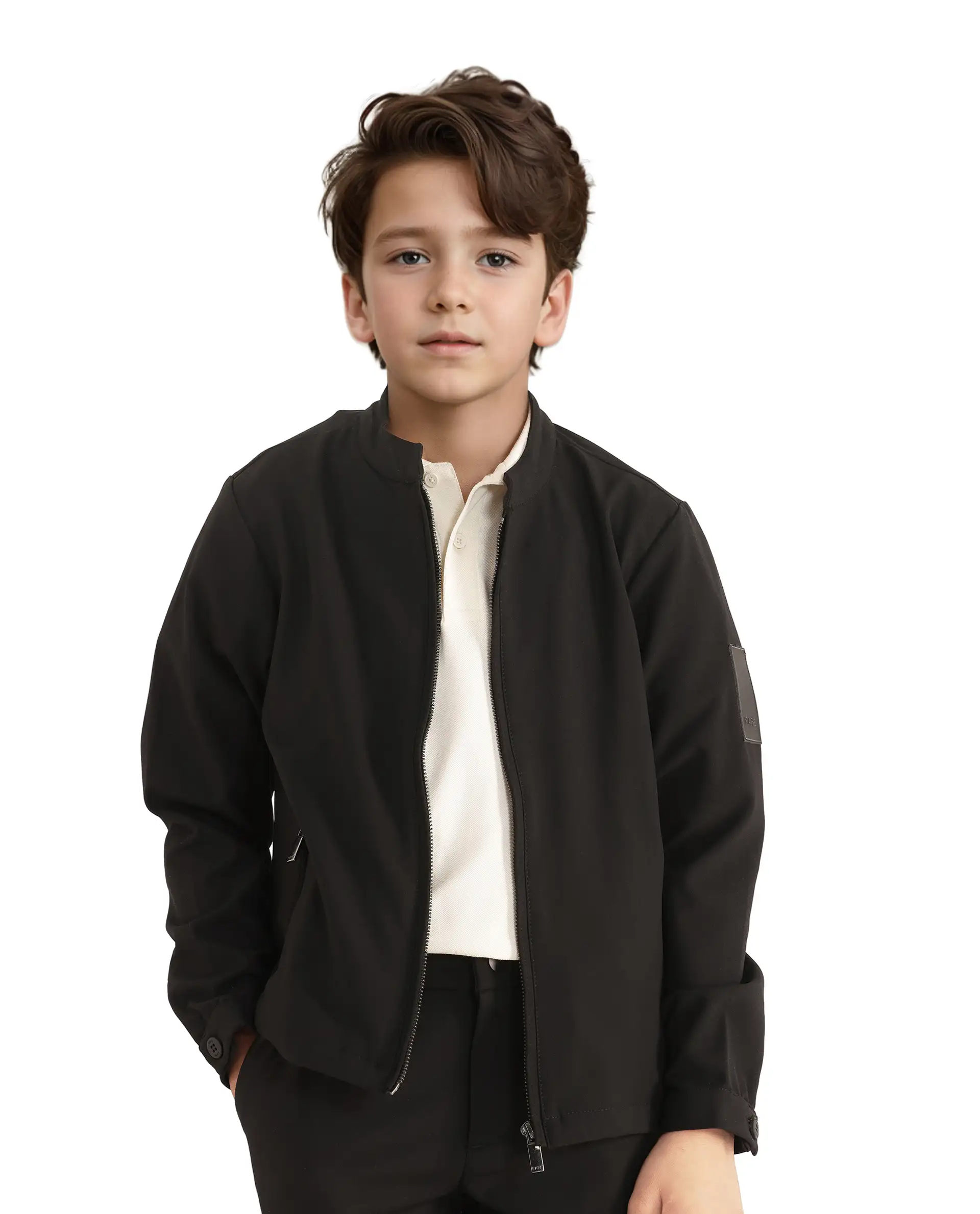 Rare Ones Kids Ozack Black Cotton Zipper Full Sleeve Jacket - Image 11
