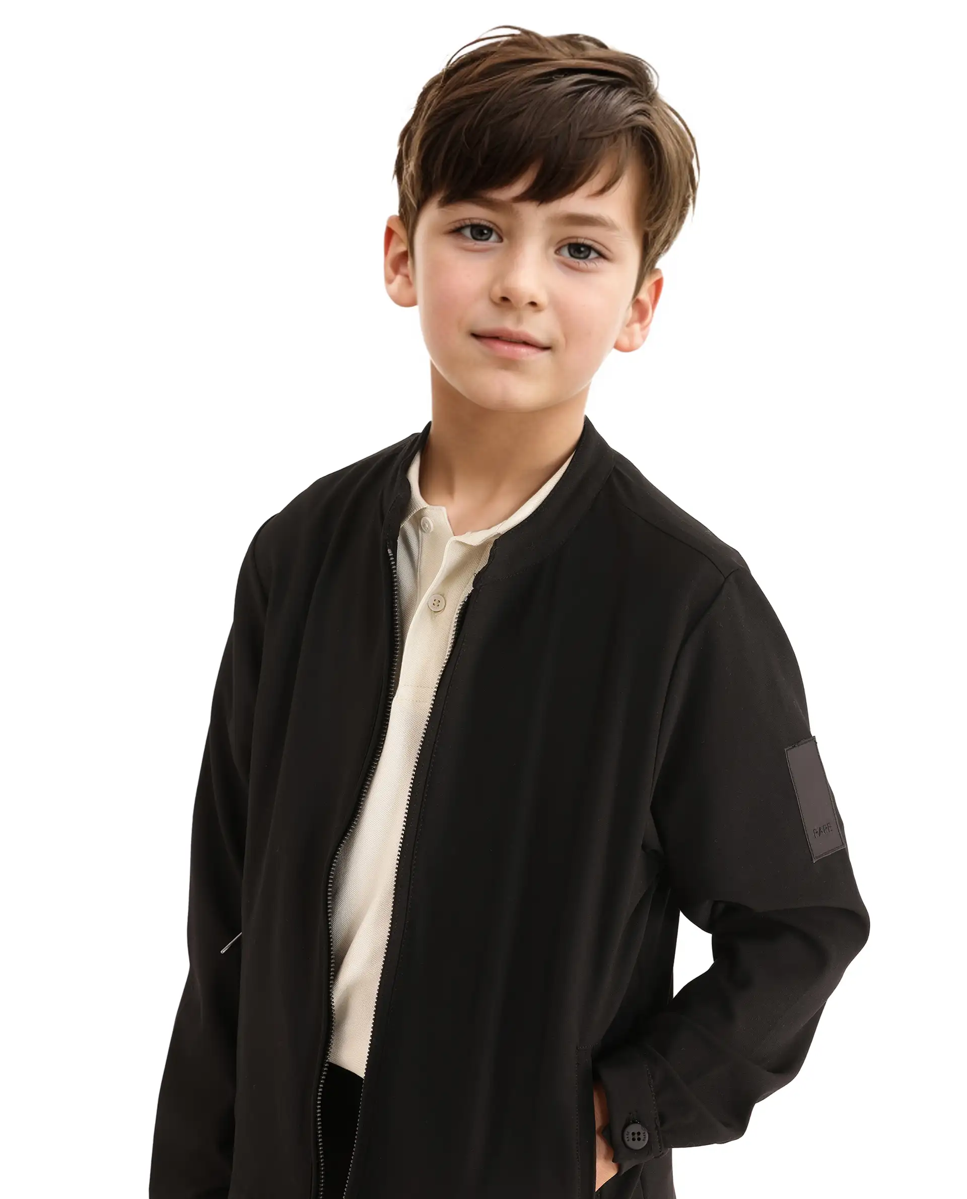 Rare Ones Kids Ozack Black Cotton Zipper Full Sleeve Jacket - Image 4