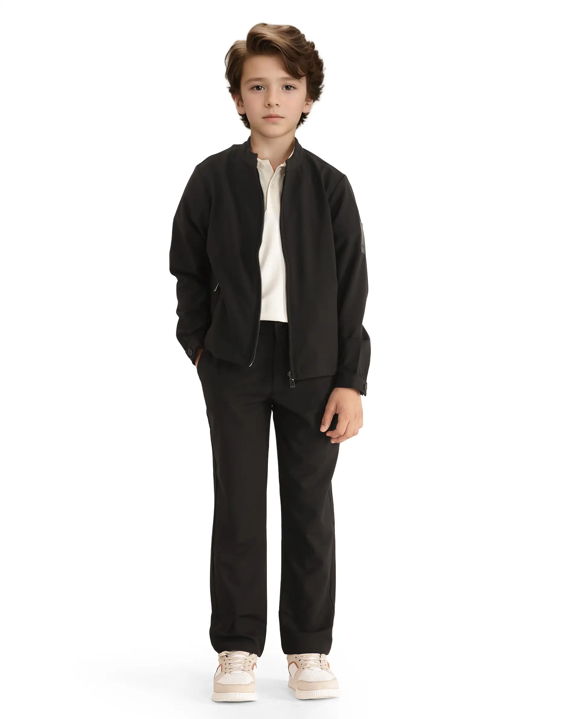 Rare Ones Kids Ozack Black Cotton Zipper Full Sleeve Jacket - Image 5