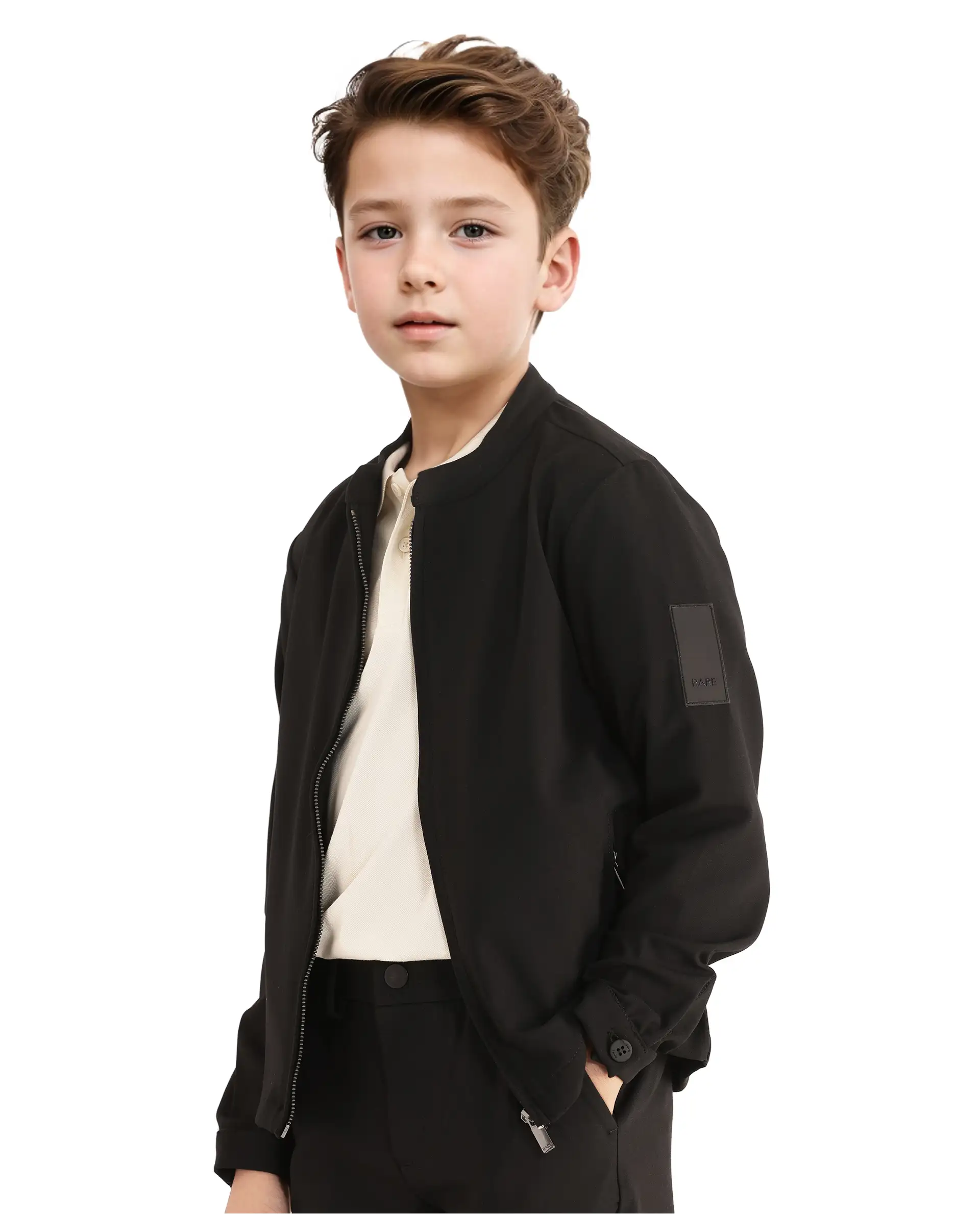 Rare Ones Kids Ozack Black Cotton Zipper Full Sleeve Jacket - Image 9