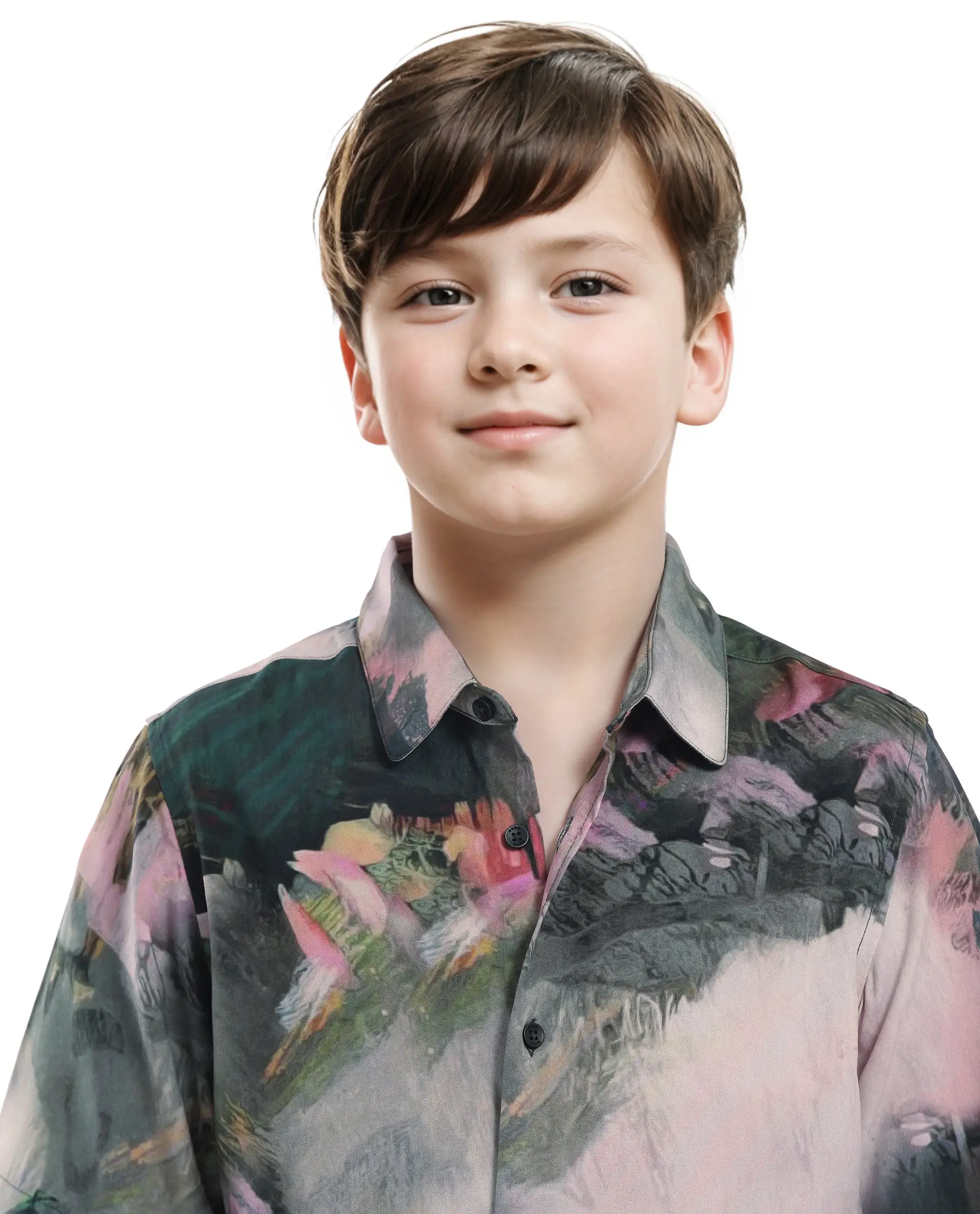 Rare Ones Kids Paint Green Viscose Half Sleeve Button Printed Regular Fit Shirt - Image 4