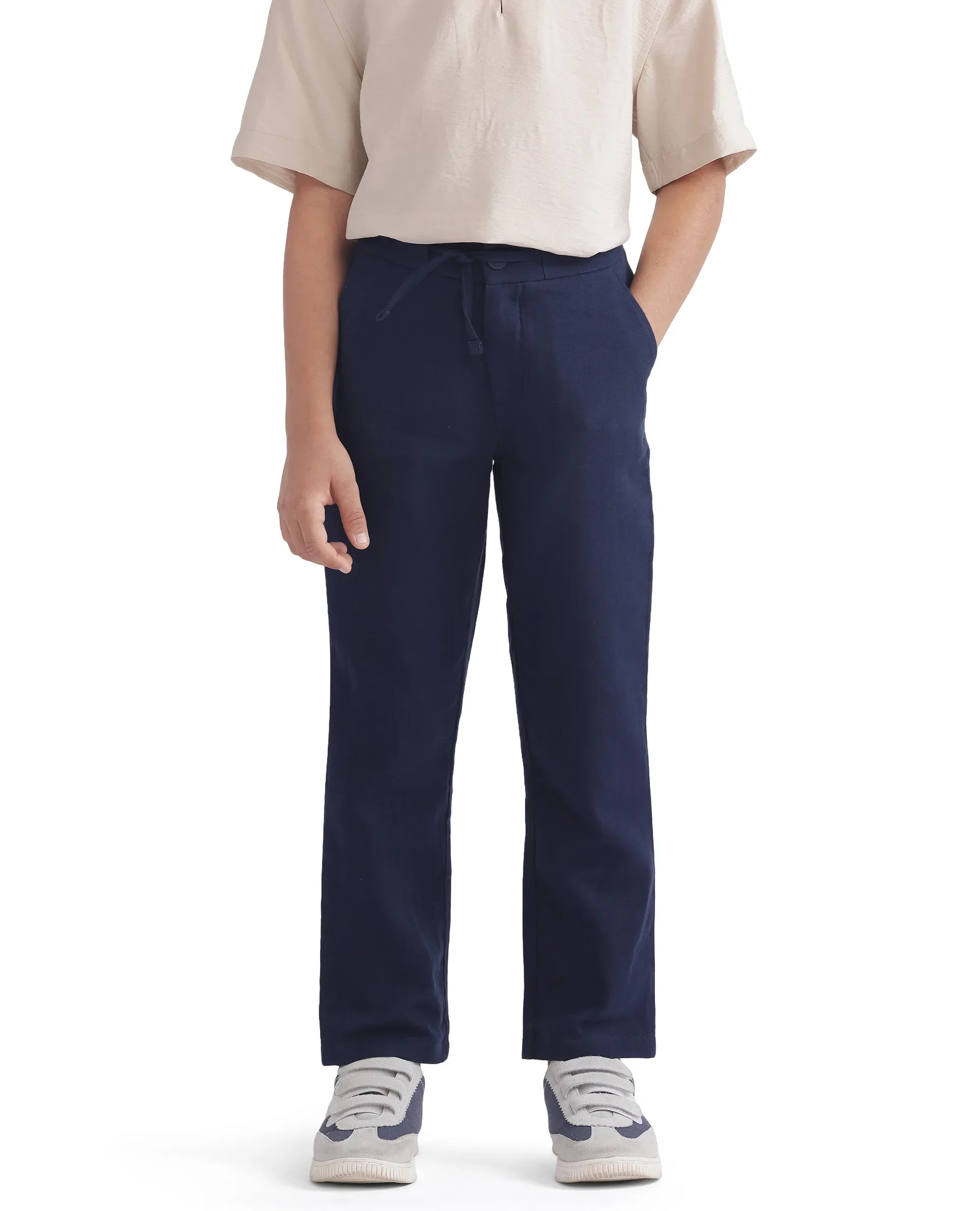 Rare Ones Kids Pastor-K Dark Navy Cotton Regular Fit Solid Trouser - Image 2