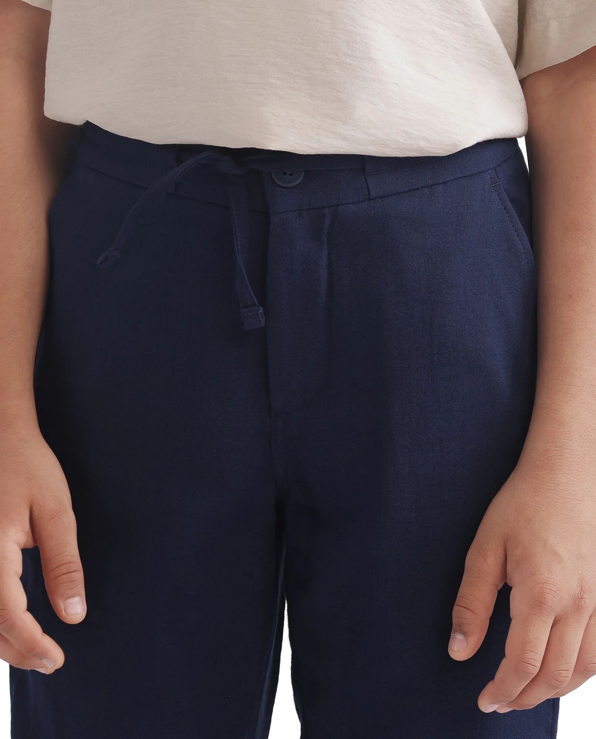 Rare Ones Kids Pastor-K Dark Navy Cotton Regular Fit Solid Trouser - Image 3