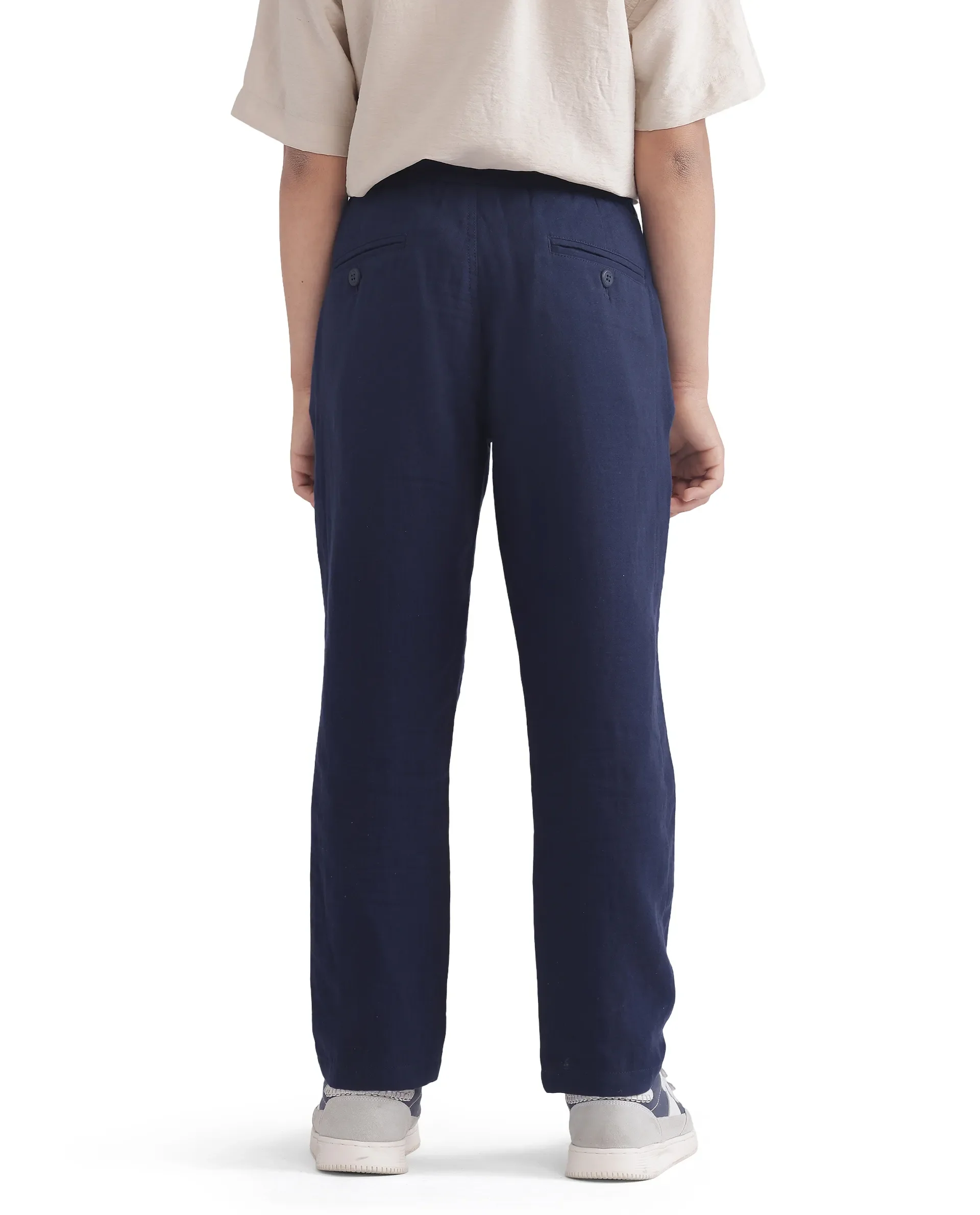 Rare Ones Kids Pastor-K Dark Navy Cotton Regular Fit Solid Trouser - Image 6