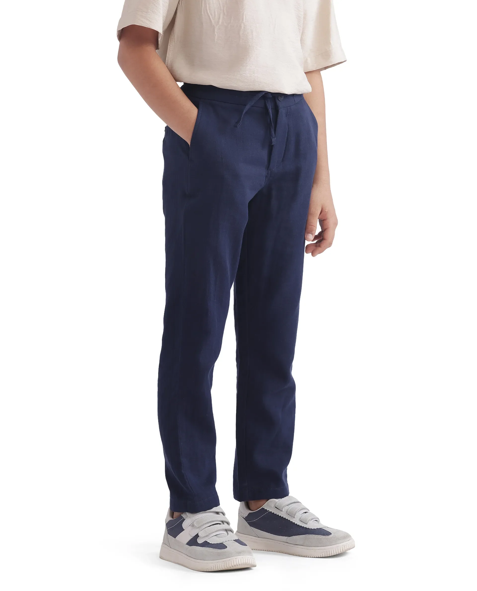 Rare Ones Kids Pastor-K Dark Navy Cotton Regular Fit Solid Trouser - Image 8