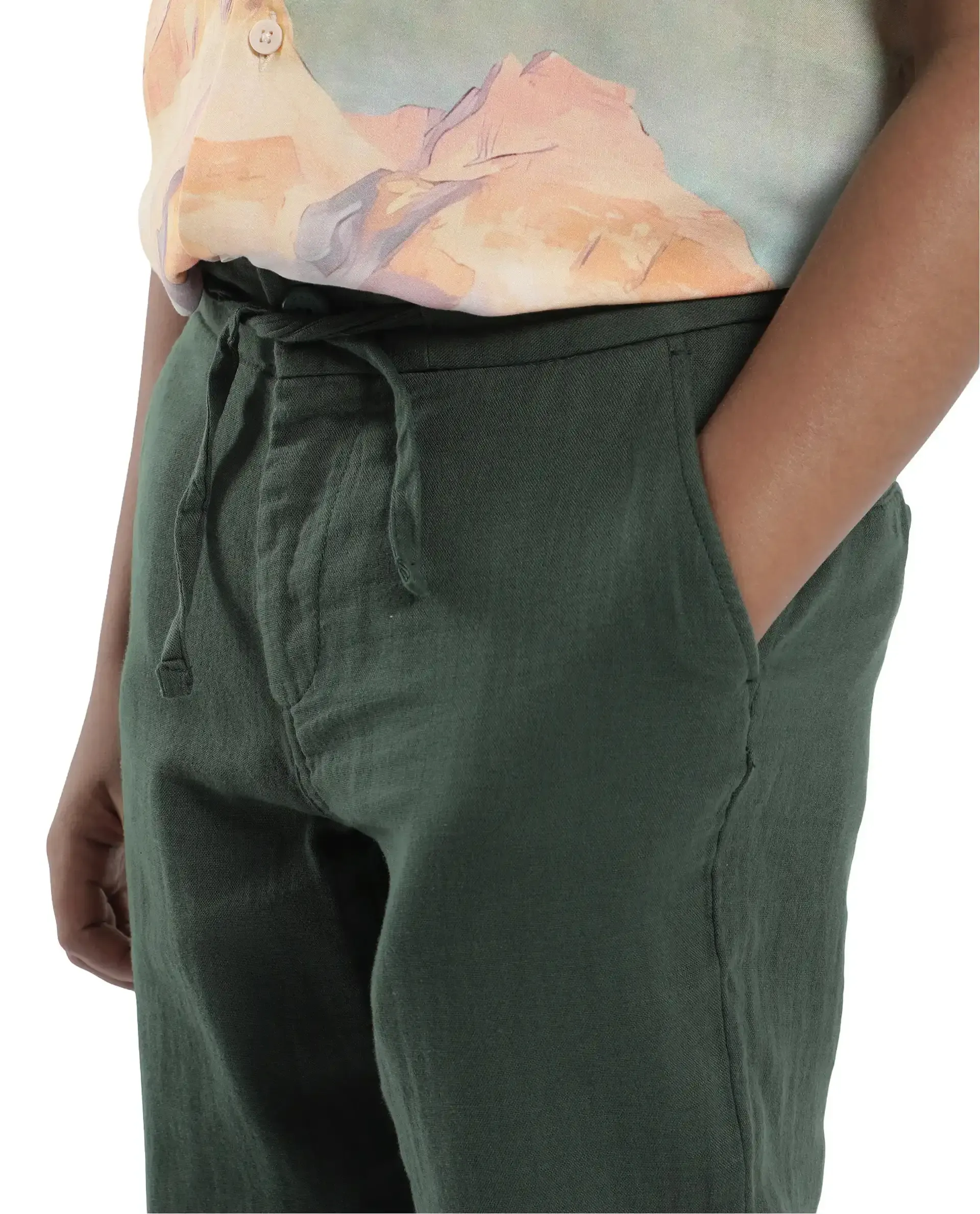 Rare Ones Kids Pastor-K Dusky Green Cotton Regular Fit Solid Trouser - Image 3