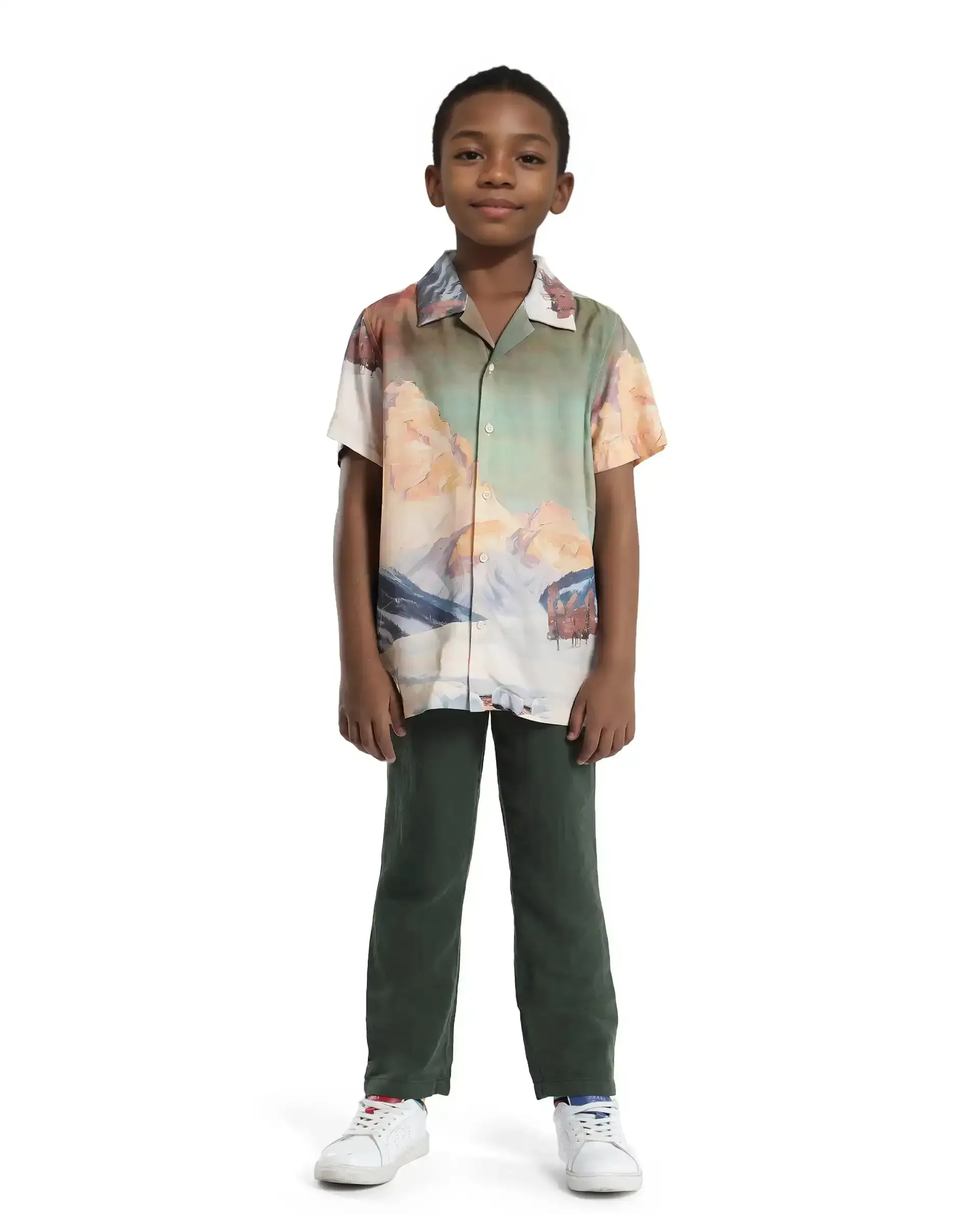 Rare Ones Kids Pastor-K Dusky Green Cotton Regular Fit Solid Trouser - Image 4