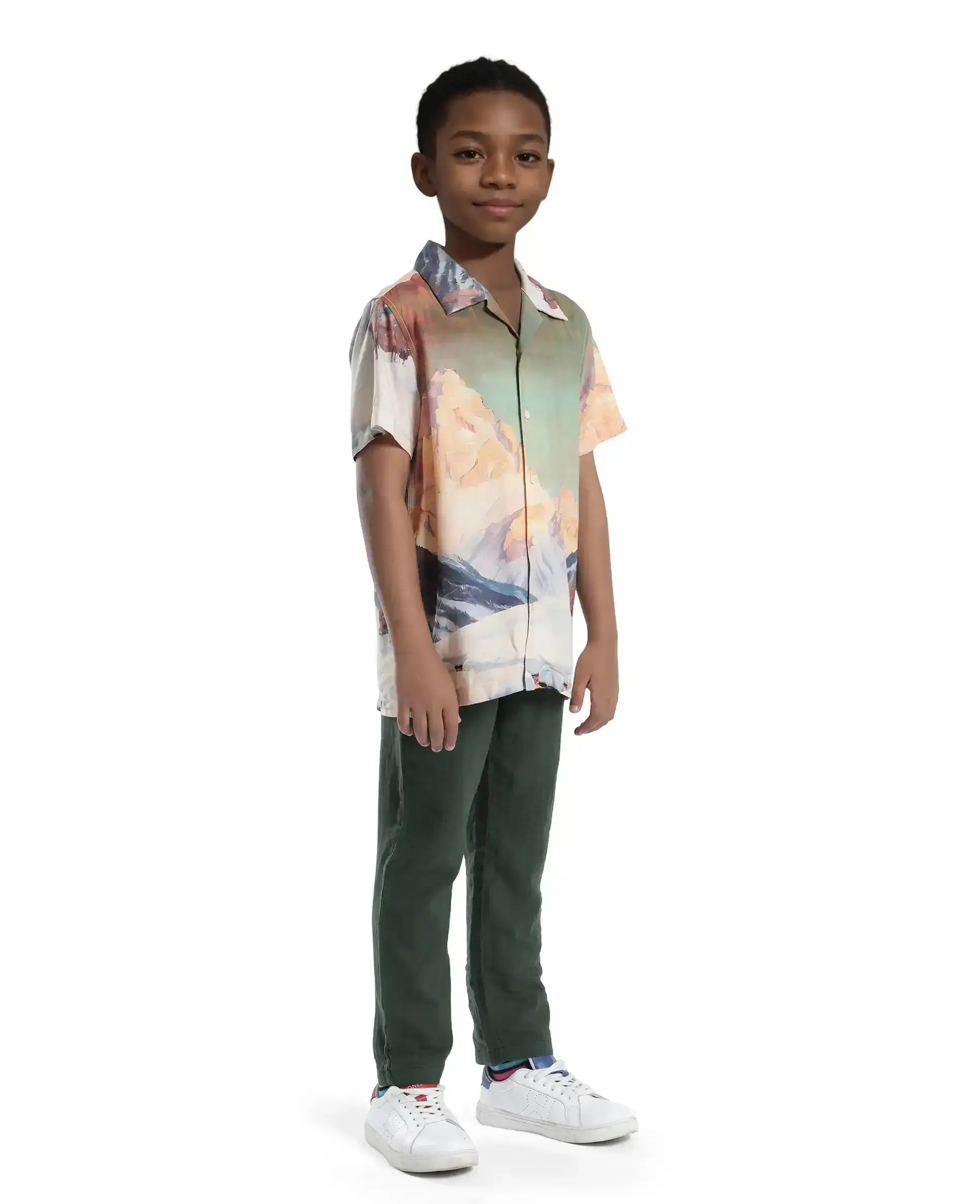 Rare Ones Kids Pastor-K Dusky Green Cotton Regular Fit Solid Trouser - Image 5
