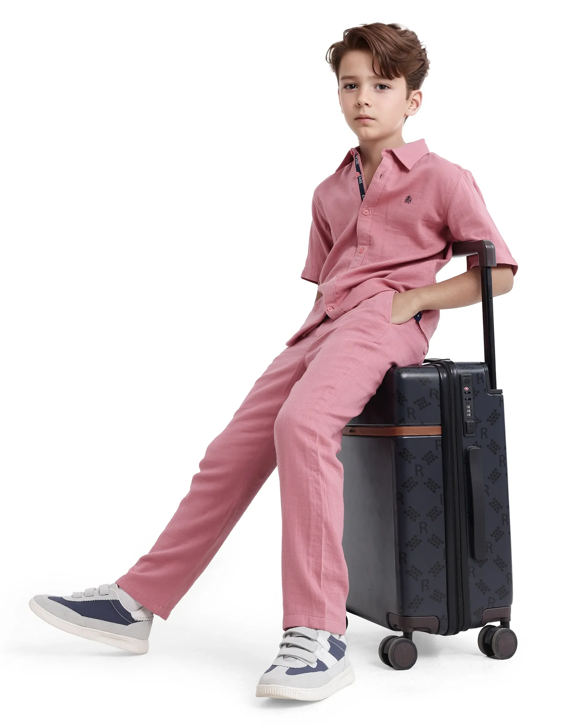 Rare Ones Kids Pastor-K Dusky Pink Cotton Regular Fit Solid Trouser - Image 2
