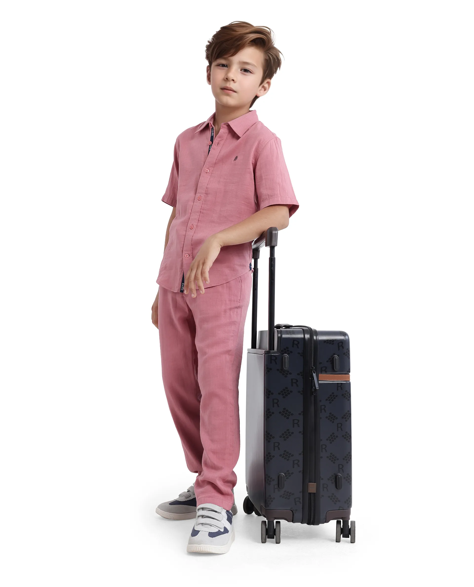 Rare Ones Kids Pastor-K Dusky Pink Cotton Regular Fit Solid Trouser - Image 3