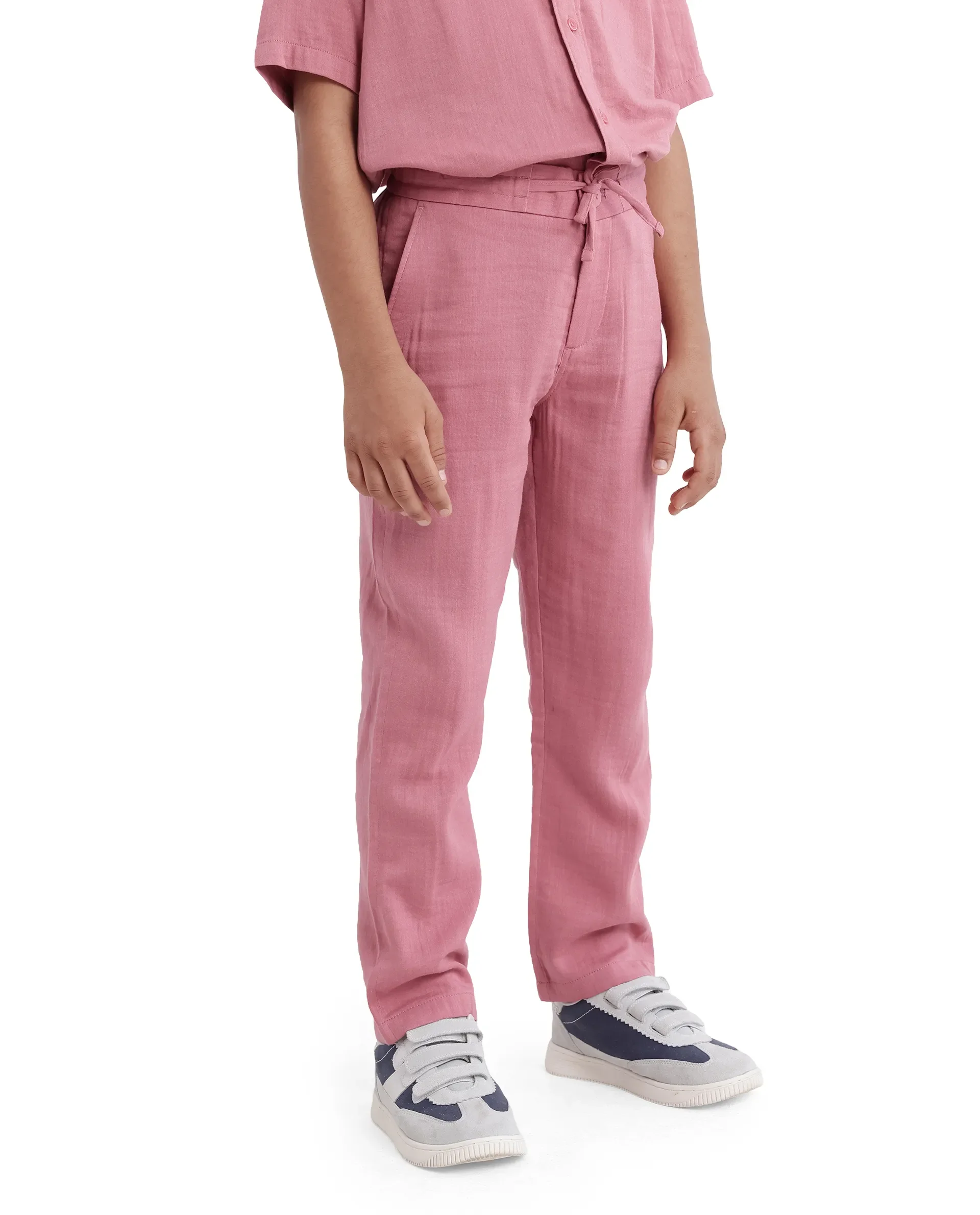 Rare Ones Kids Pastor-K Dusky Pink Cotton Regular Fit Solid Trouser - Image 7