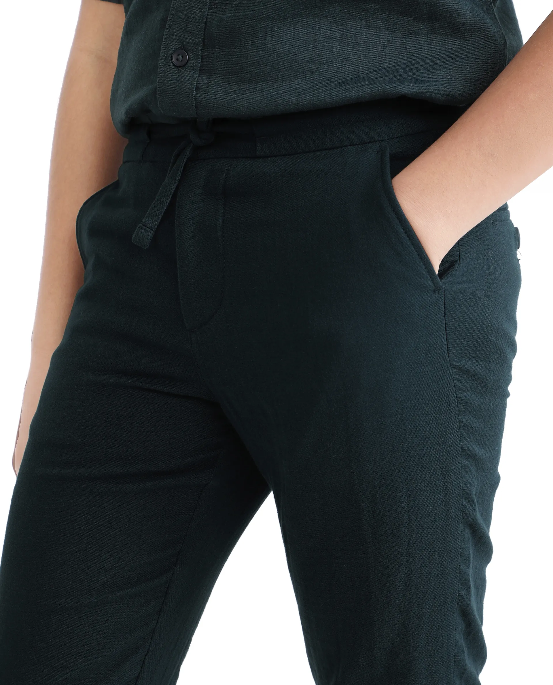 Rare Ones Kids Pastor-K Teal Cotton Regular Fit Solid Trouser - Image 5