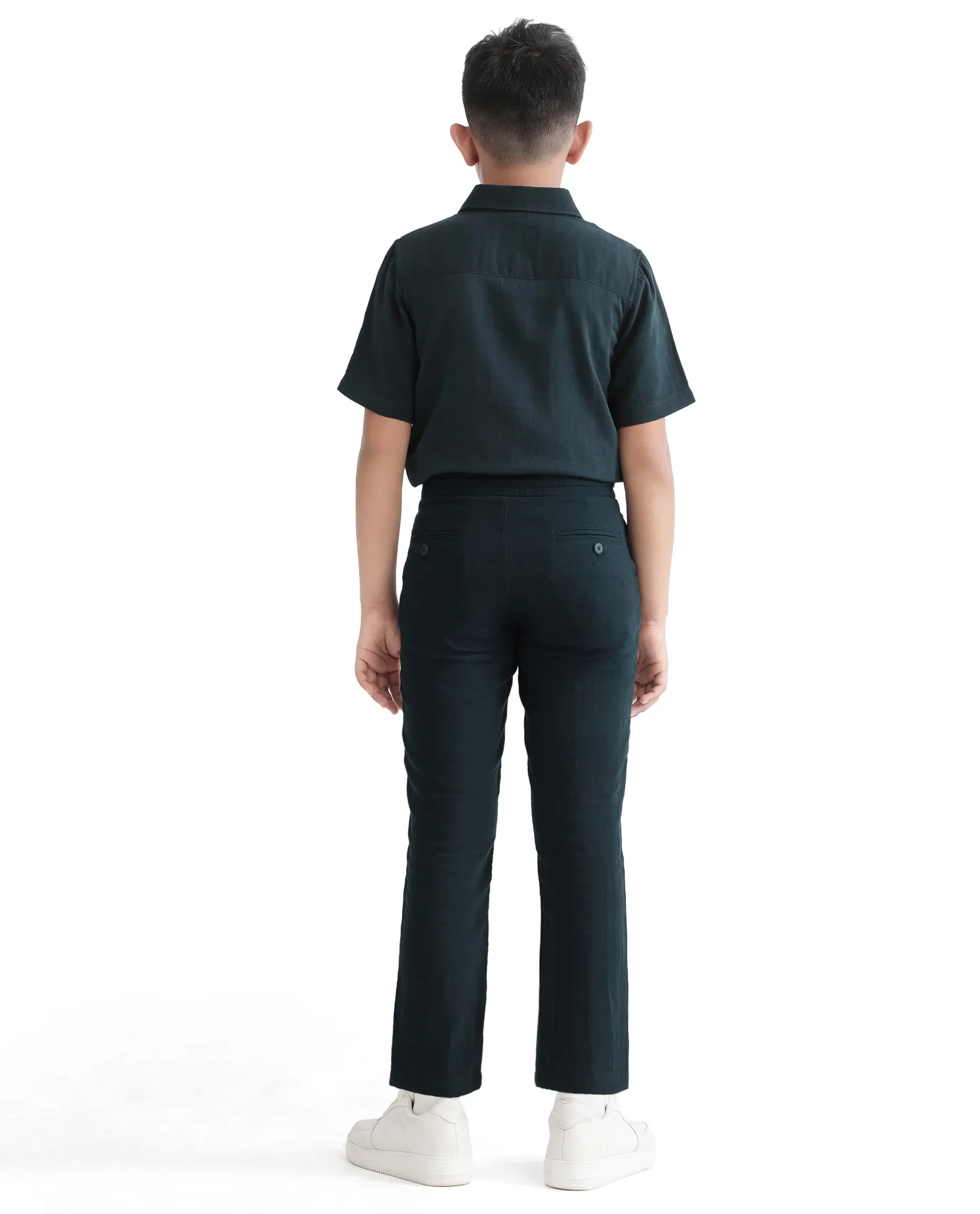 Rare Ones Kids Pastor-K Teal Cotton Regular Fit Solid Trouser - Image 8