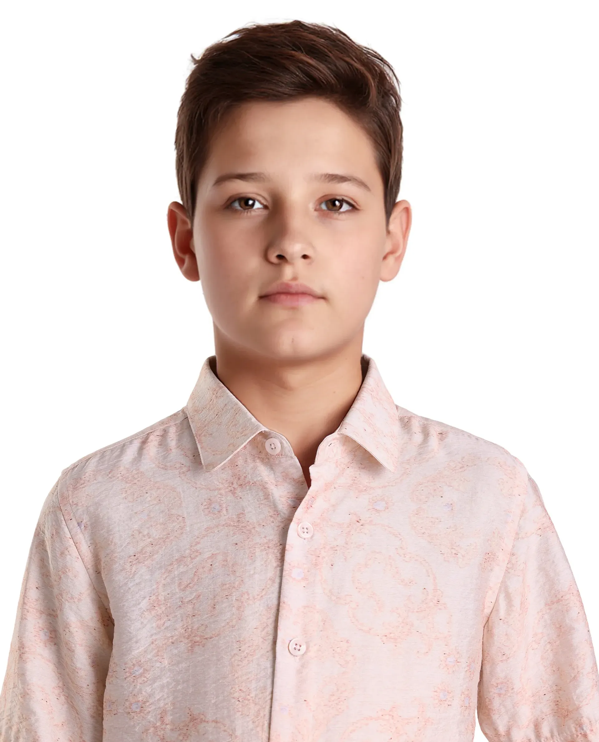 Rare Ones Kids Pel Dusky Pink Viscose Blend Printed Button Closure Regular Fit Shirt - Image 3