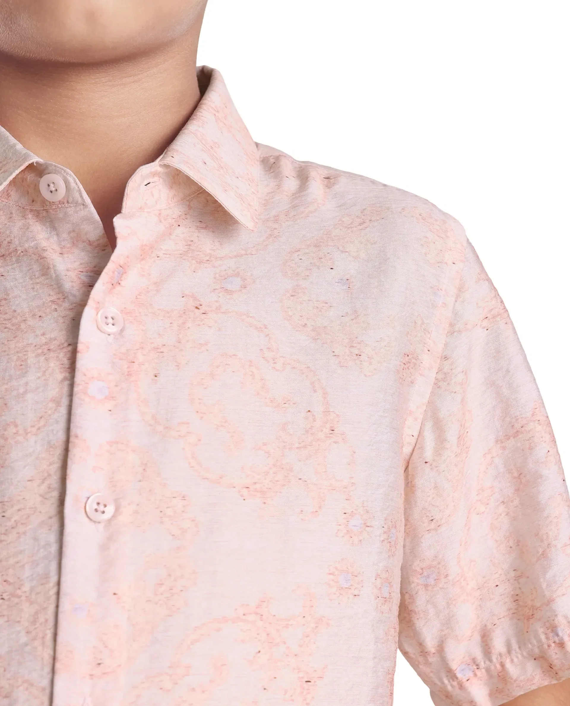 Rare Ones Kids Pel Dusky Pink Viscose Blend Printed Button Closure Regular Fit Shirt - Image 4