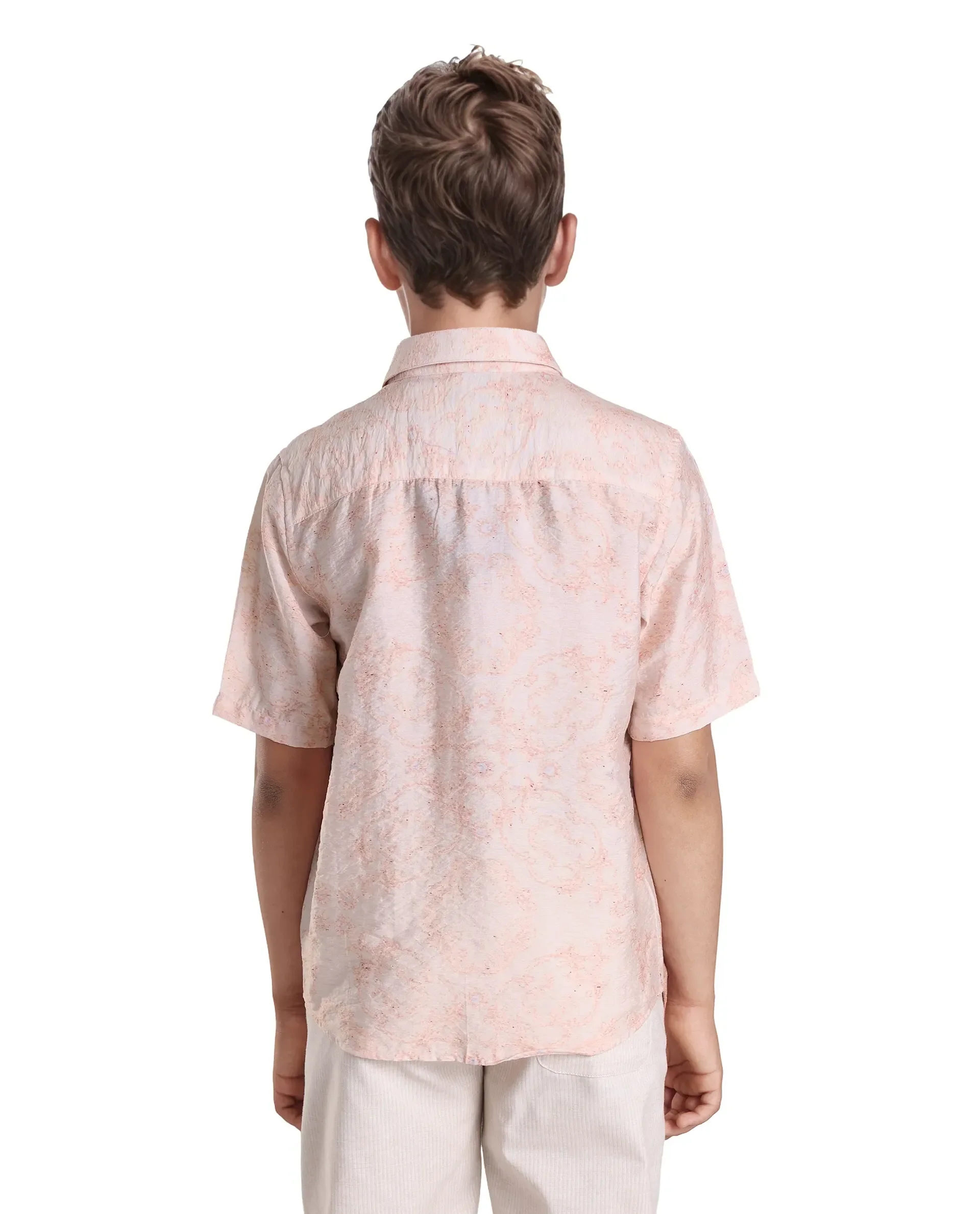 Rare Ones Kids Pel Dusky Pink Viscose Blend Printed Button Closure Regular Fit Shirt - Image 7