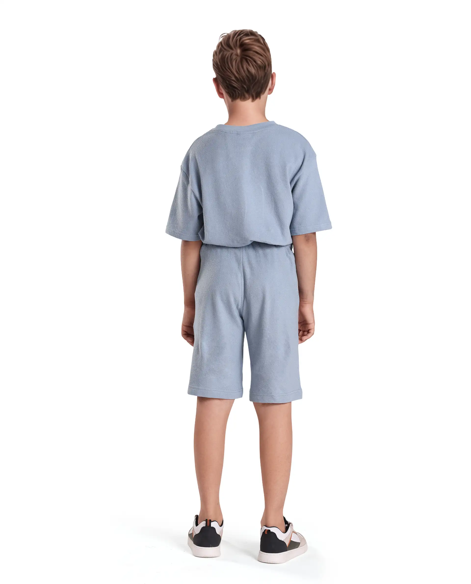 Rare Ones Kids Perg-B Dusky Blue Cotton Knee Length Print Shorts - Image 6