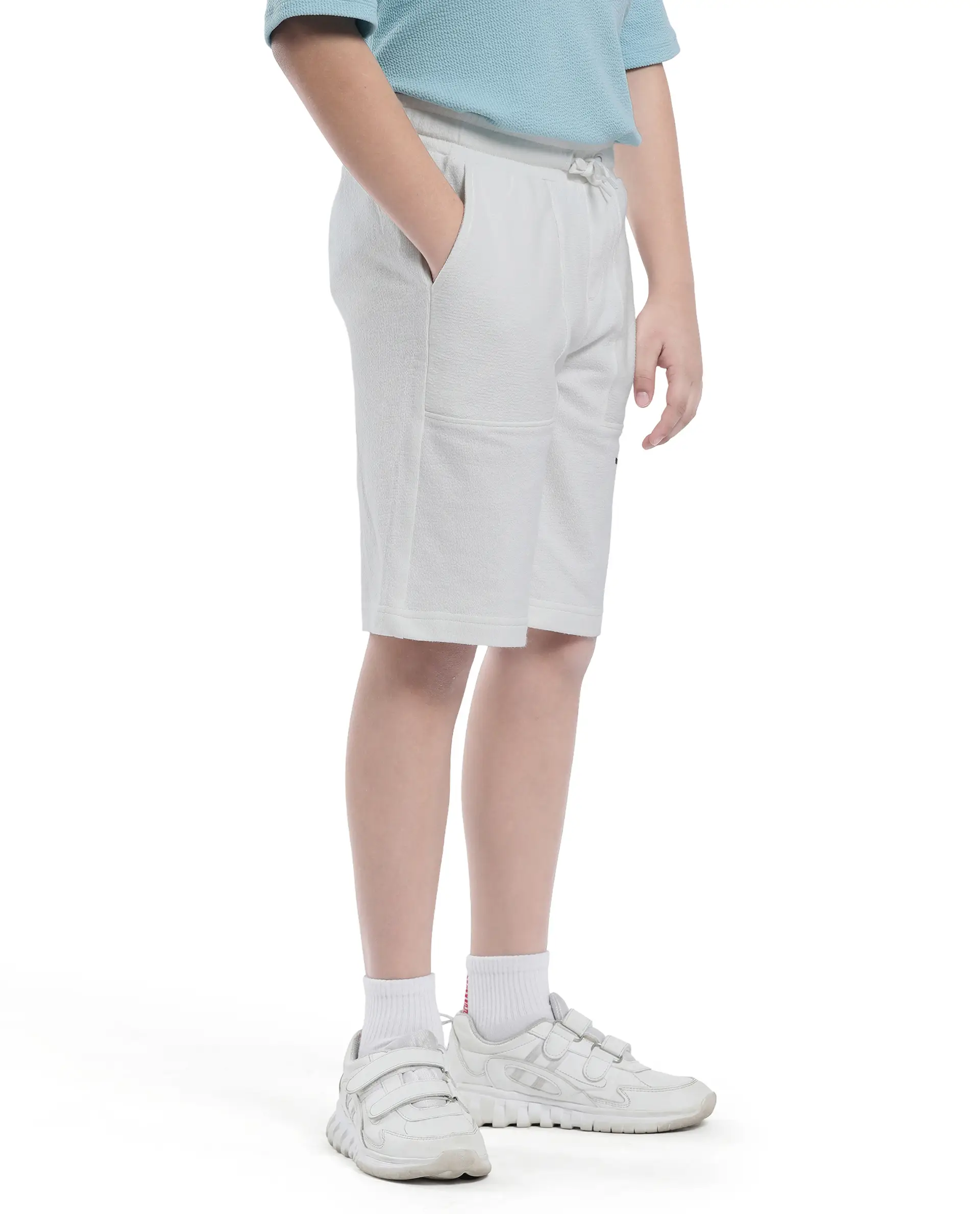 Rare Ones Kids Perg-B White Cotton Kneelength Print Boxy Fit Shorts - Image 6