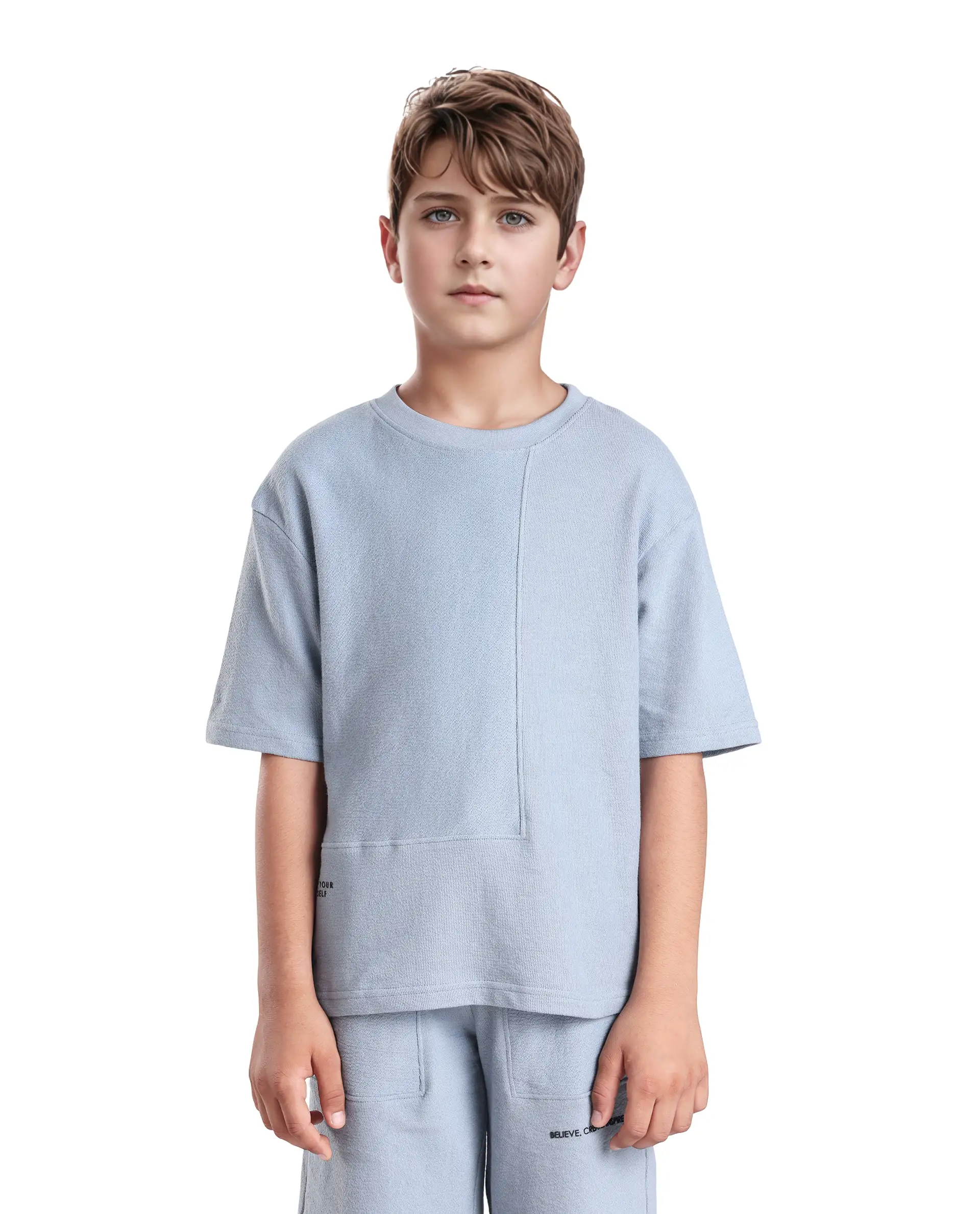 Rare Ones Kids Perg-T Dusky Blue Cotton Short Sleeve Crew Neck Print T-Shirt - Image 3