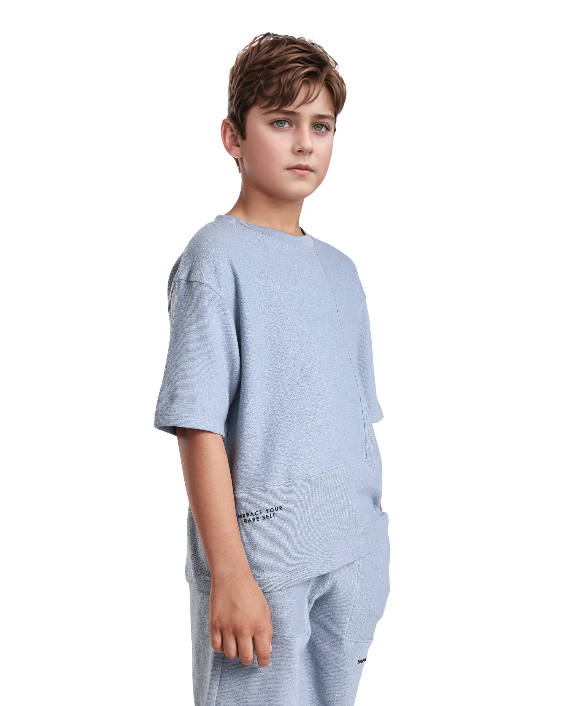Rare Ones Kids Perg-T Dusky Blue Cotton Short Sleeve Crew Neck Print T-Shirt - Image 6
