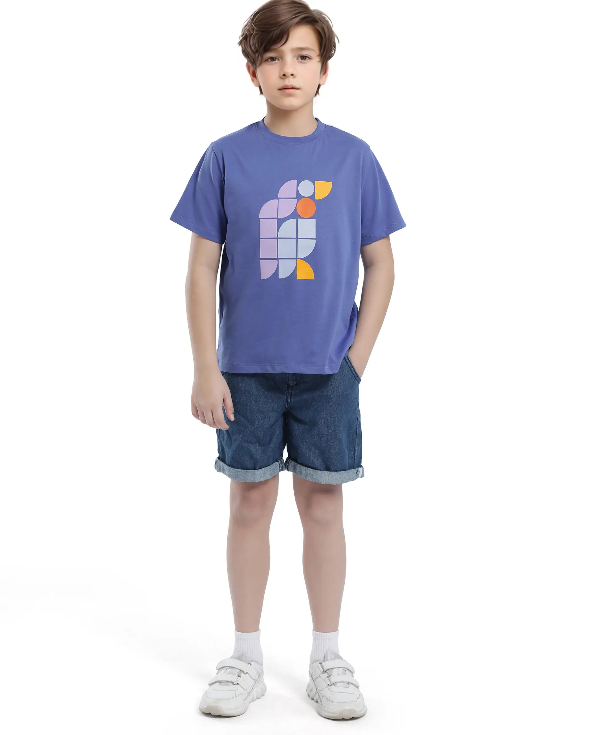 Rare Ones Kids Persh Blue Cotton Blend Half Sleeve Printed Regular Fit T-Shirt - Image 2