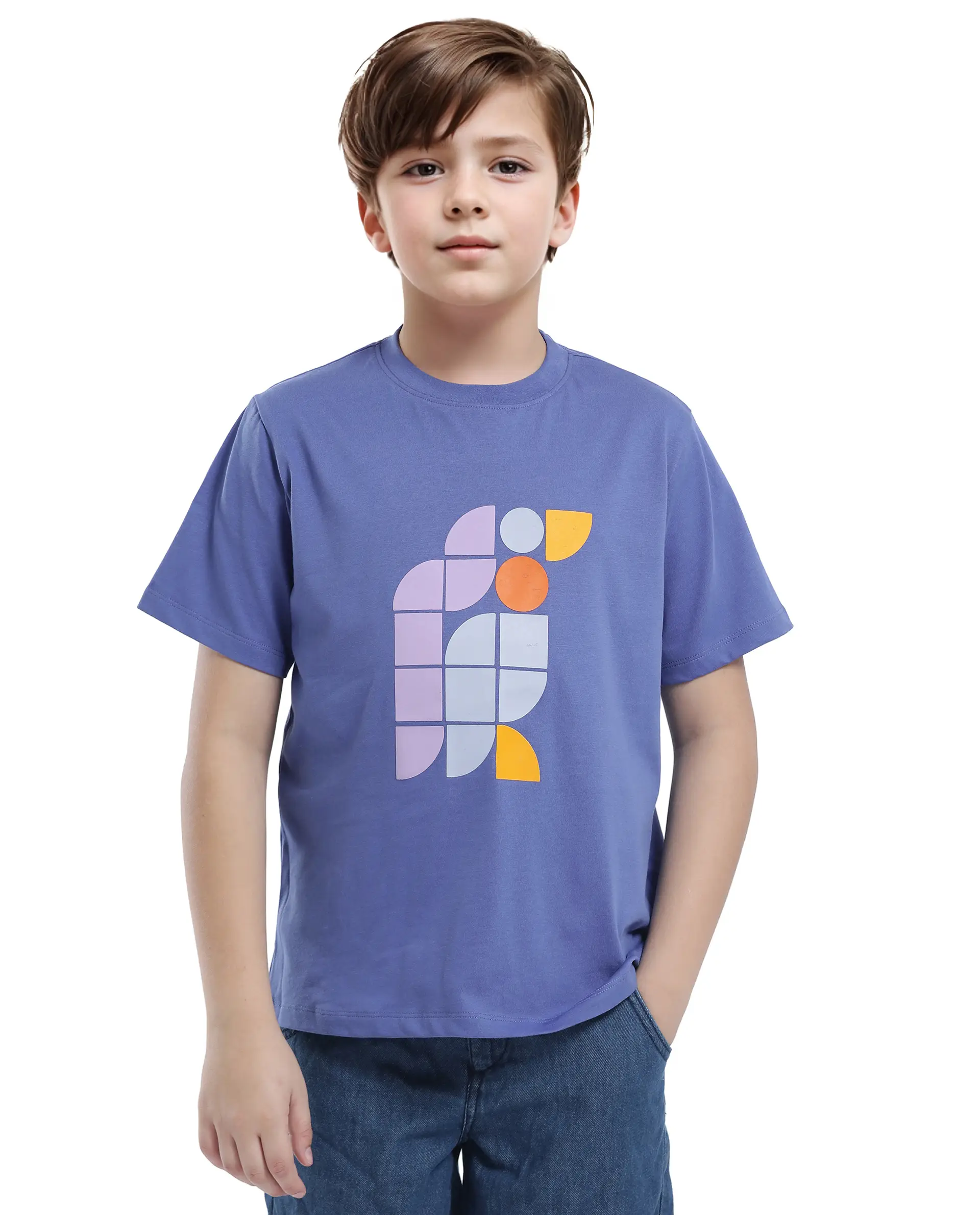 Rare Ones Kids Persh Blue Cotton Blend Half Sleeve Printed Regular Fit T-Shirt - Image 3