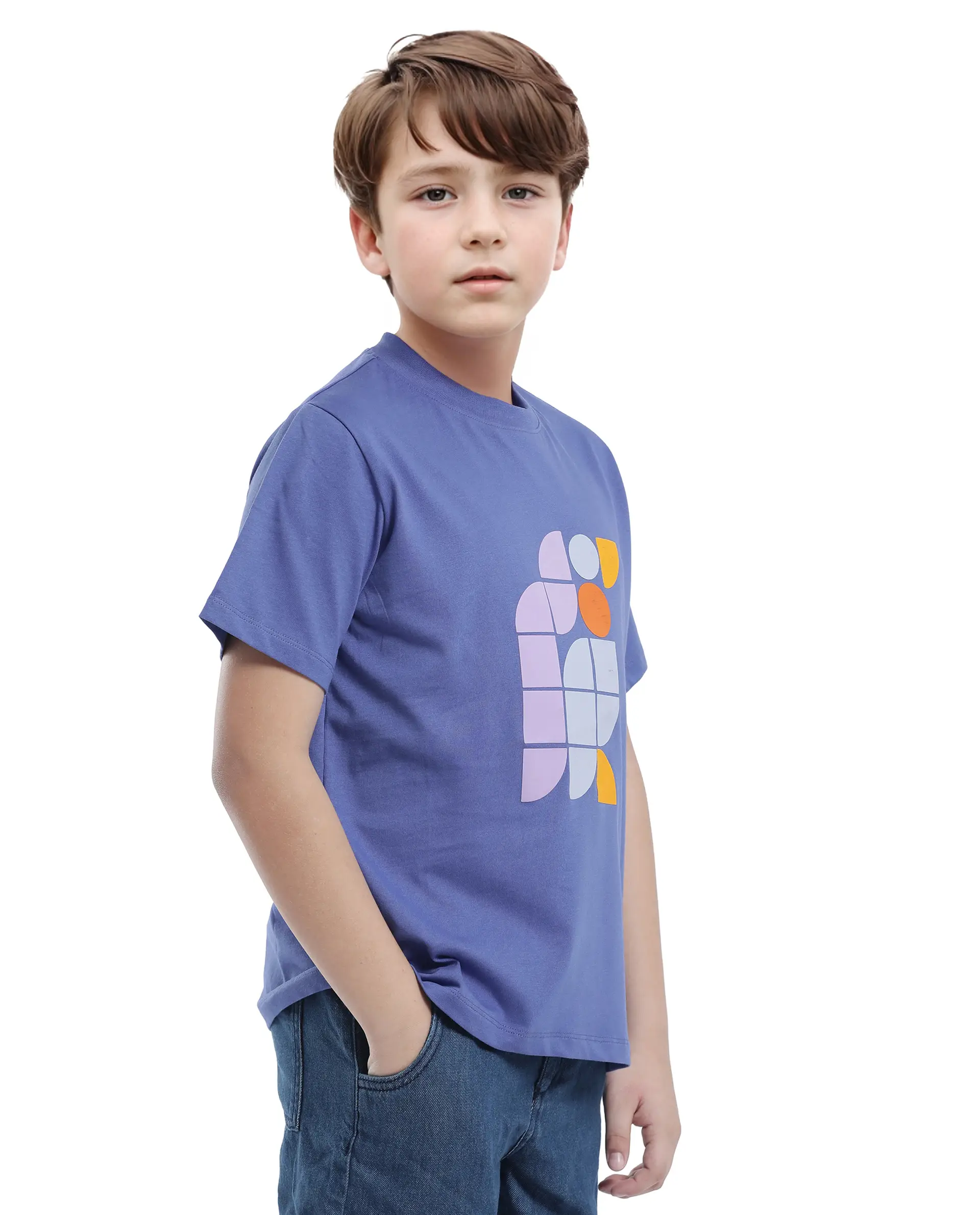 Rare Ones Kids Persh Blue Cotton Blend Half Sleeve Printed Regular Fit T-Shirt - Image 7