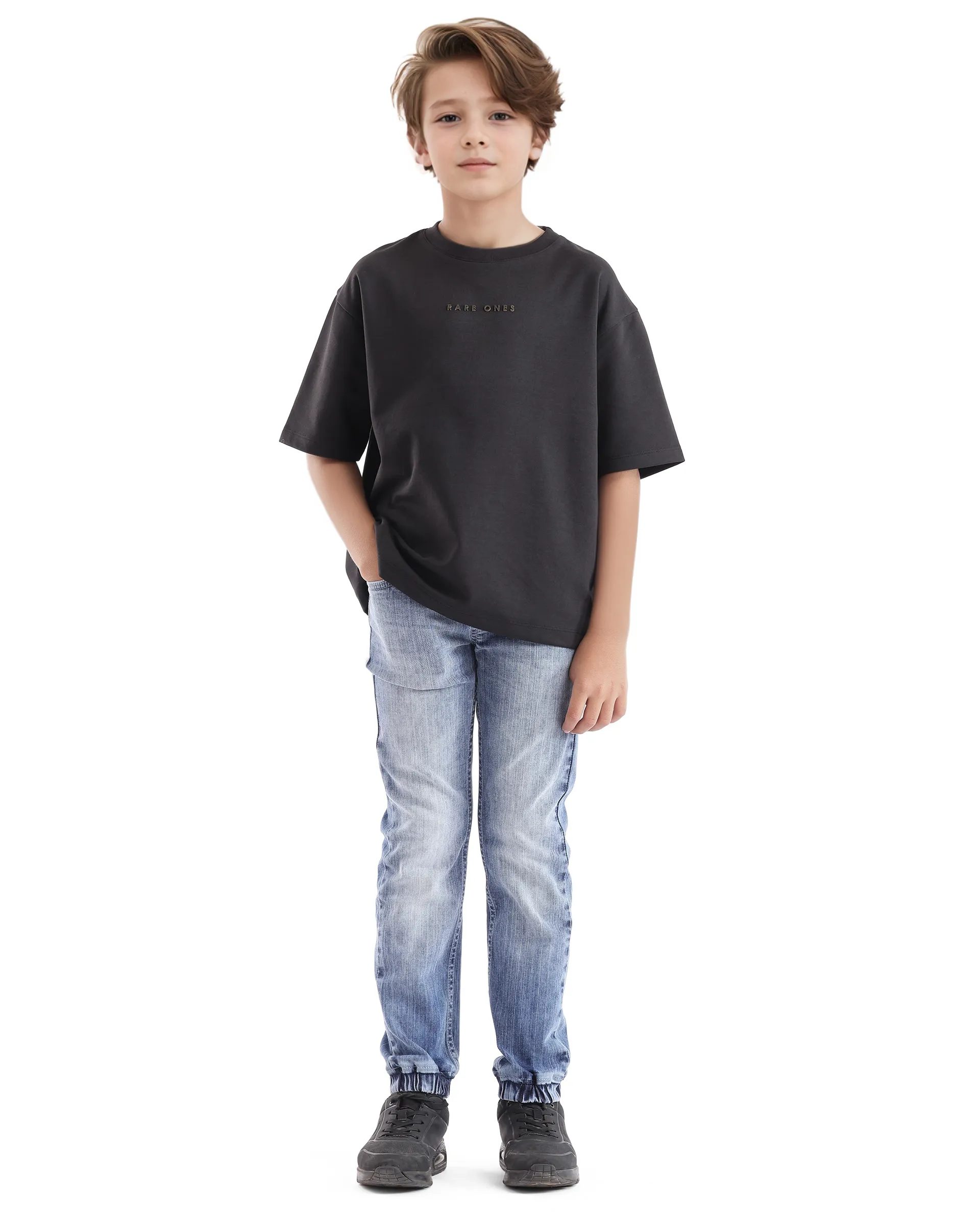 Rare Ones Kids Pete Black Cotton Half Sleeves Crew Neck Oversized Fit Hd Print Branded T-Shirt - Image 2