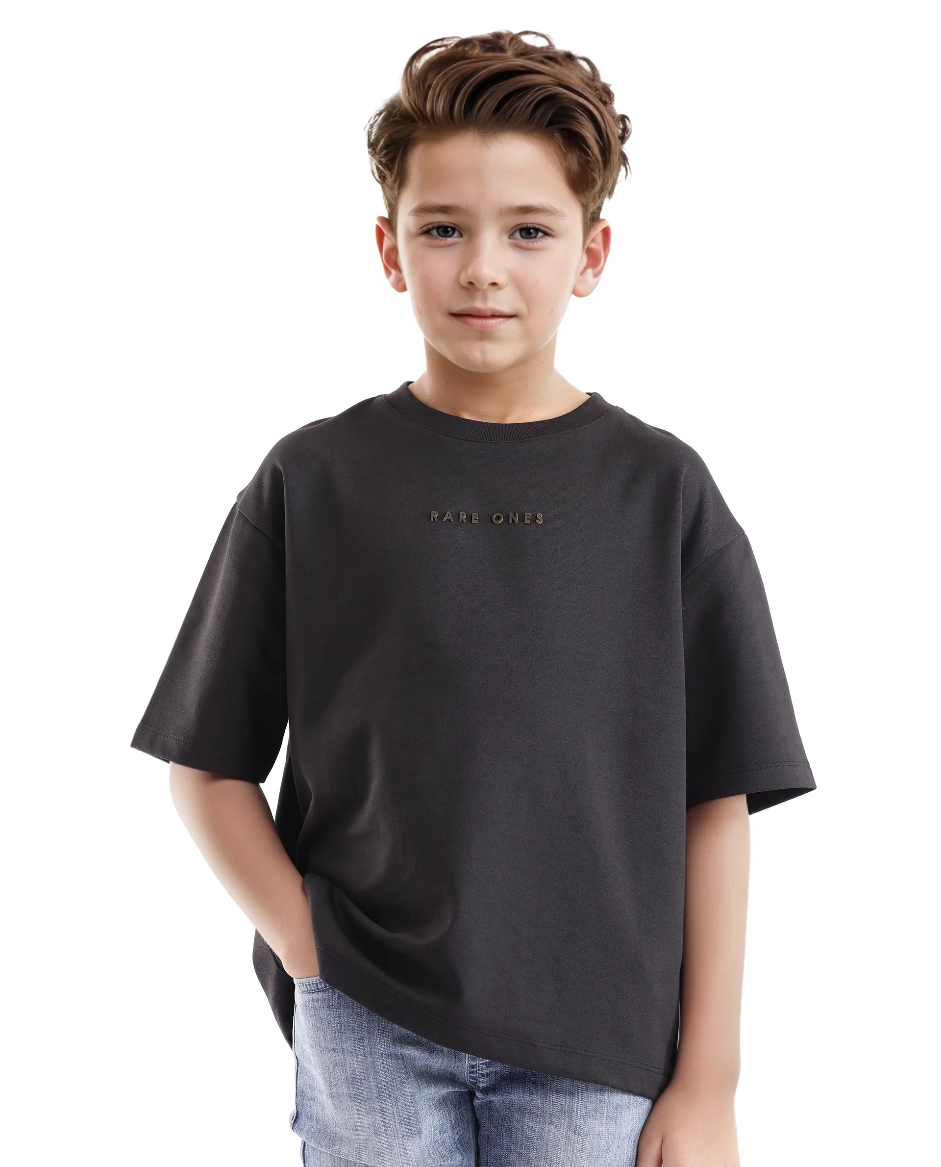 Rare Ones Kids Pete Black Cotton Half Sleeves Crew Neck Oversized Fit Hd Print Branded T-Shirt - Image 6