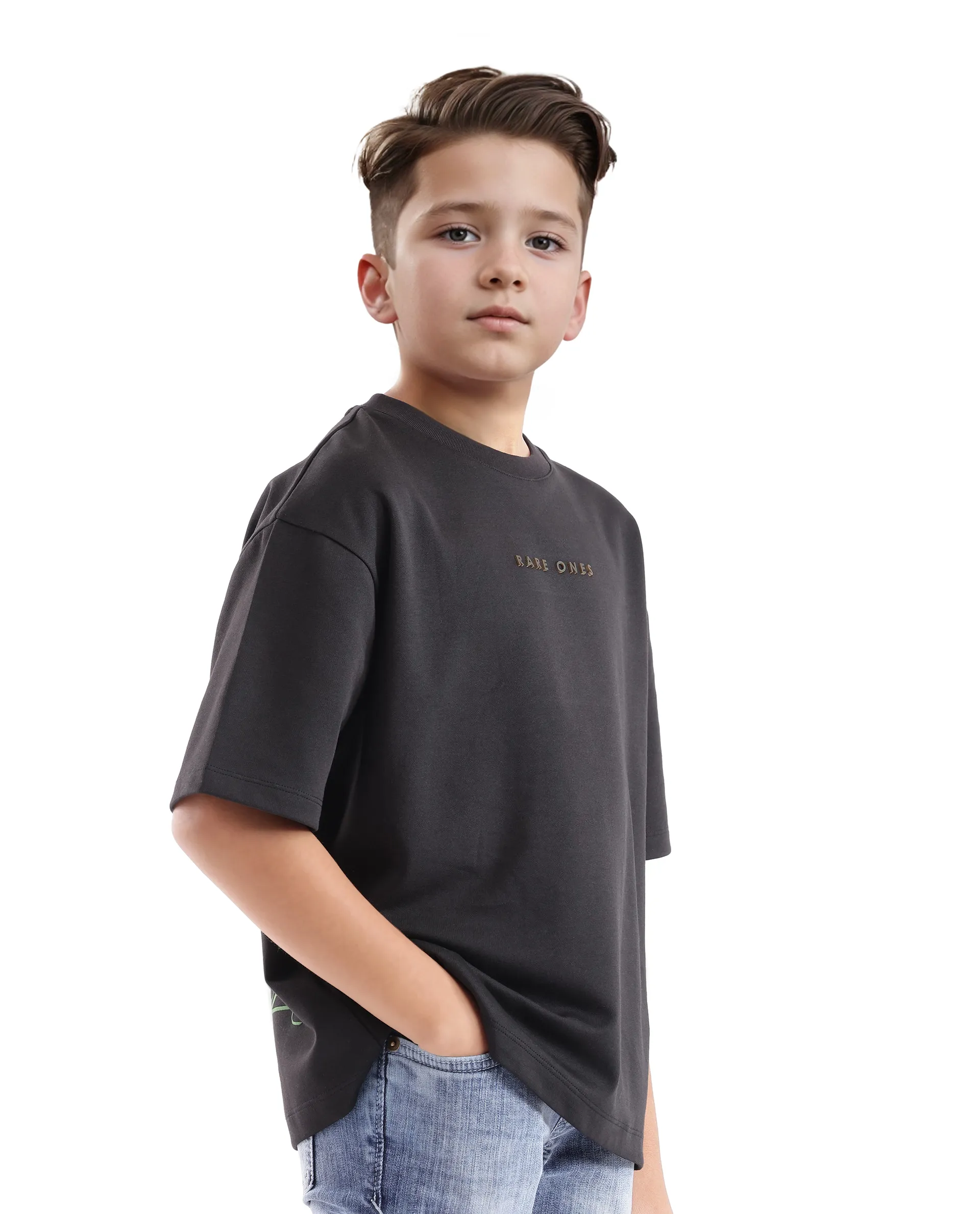 Rare Ones Kids Pete Black Cotton Half Sleeves Crew Neck Oversized Fit Hd Print Branded T-Shirt - Image 7